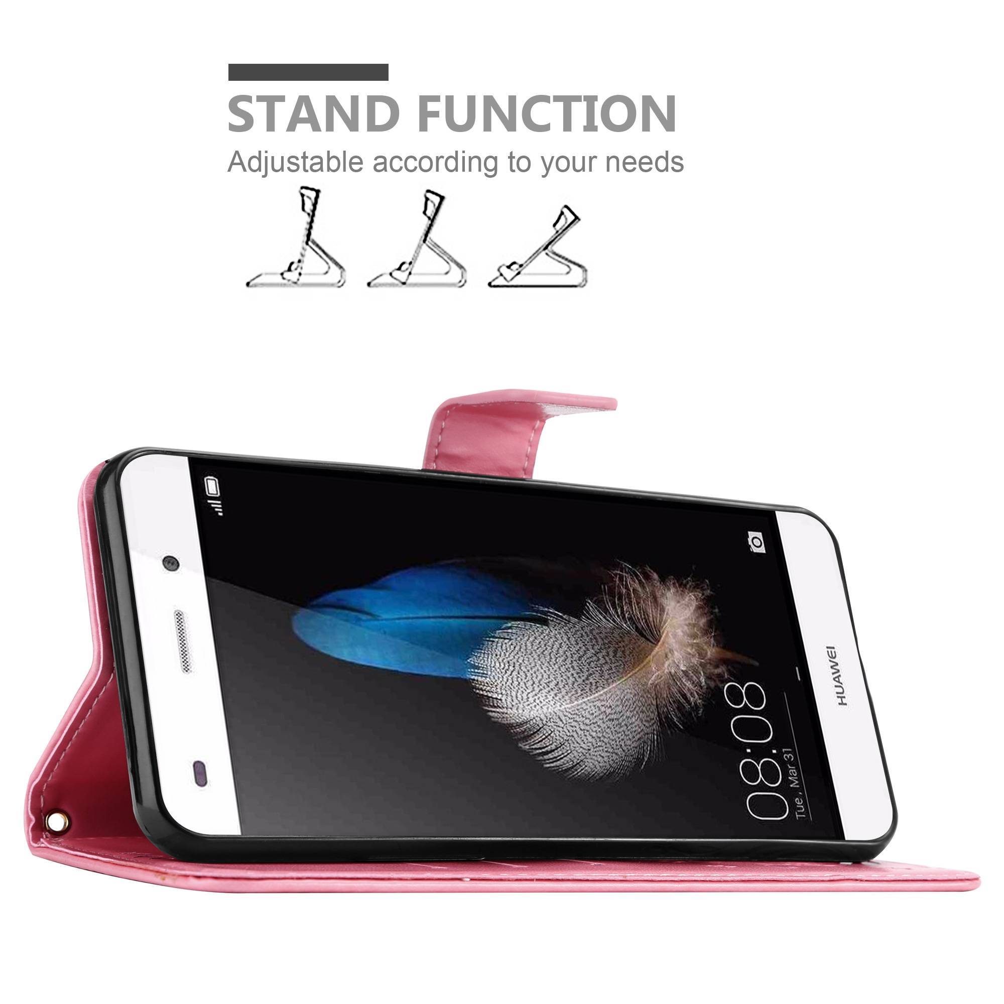 Cadorabo Hülle für Huawei P8 LITE 2015 Schutz Hülle in Rosa Schutzhülle Handy Hülle Etui Case Blumen Flower
