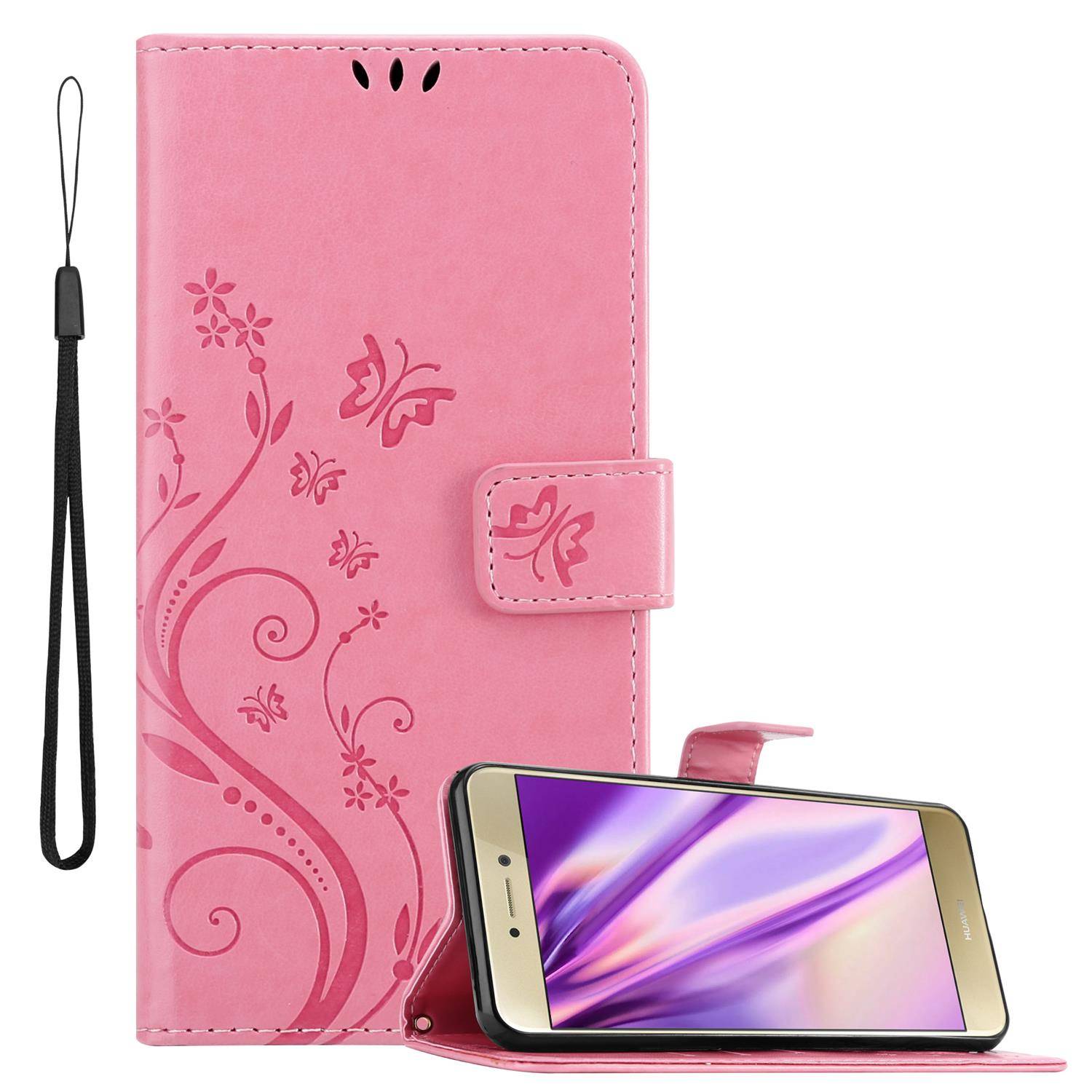 Cadorabo Hülle für Huawei P8 LITE 2017 / P9 LITE 2017 Schutz Hülle in Rosa Schutzhülle Handy Hülle Etui Case Blumen