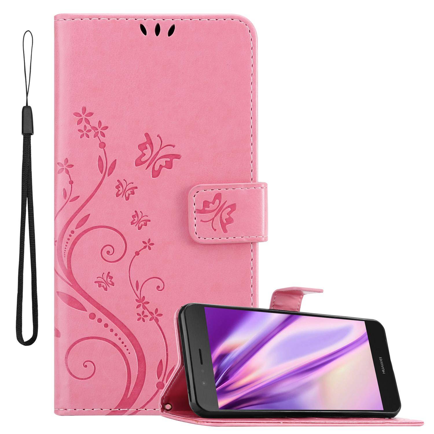 Cadorabo Hülle für Huawei P9 LITE 2016 / G9 LITE Schutz Hülle in Rosa Schutzhülle Handy Hülle Etui Case Blumen Flower