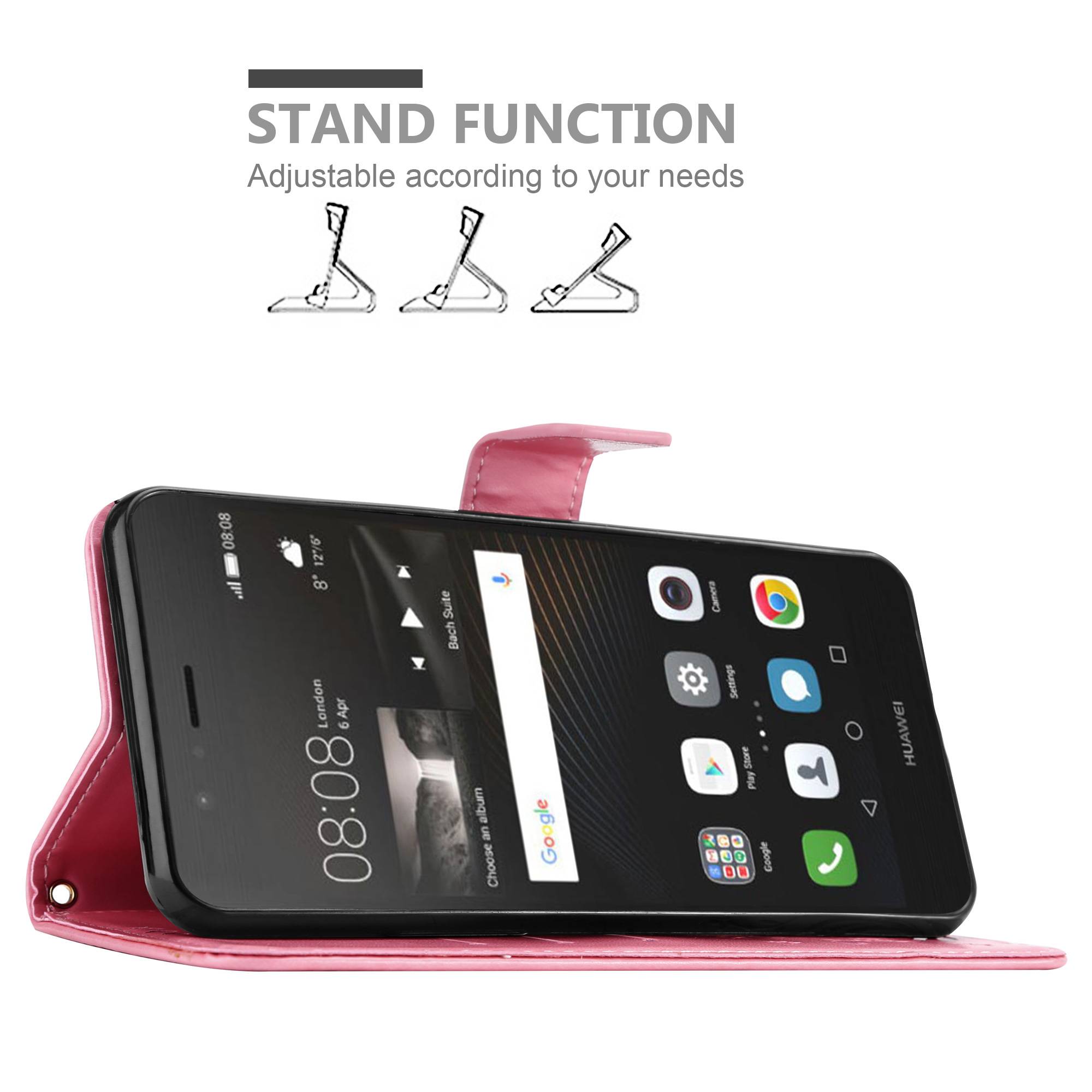 Cadorabo Hülle für Huawei P9 LITE 2016 / G9 LITE Schutz Hülle in Rosa Schutzhülle Handy Hülle Etui Case Blumen Flower