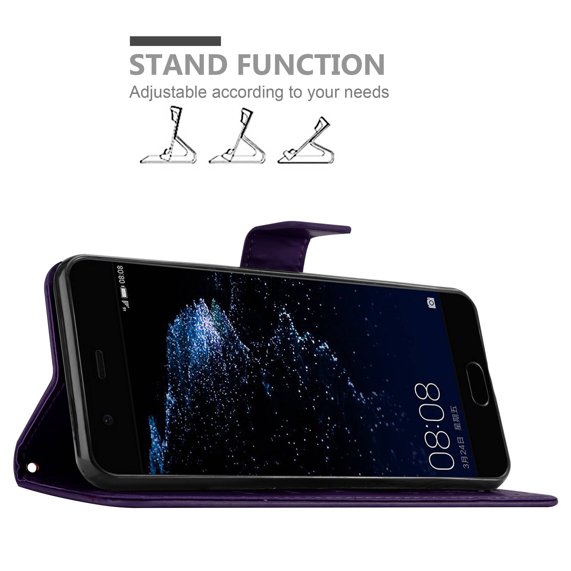 Cadorabo Hülle für Huawei P10 Schutz Hülle in Lila Schutzhülle Handy Hülle Etui Case Blumen Flower