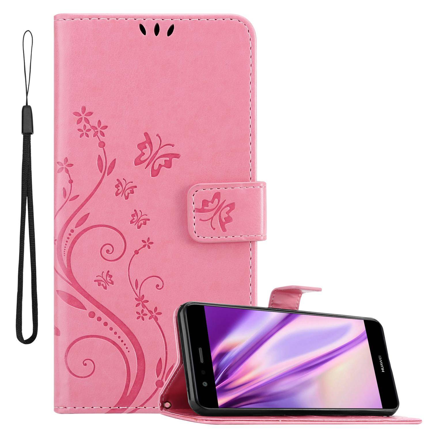 Cadorabo Hülle für Huawei P10 LITE Schutz Hülle in Rosa Schutzhülle Handy Hülle Etui Case Blumen Flower