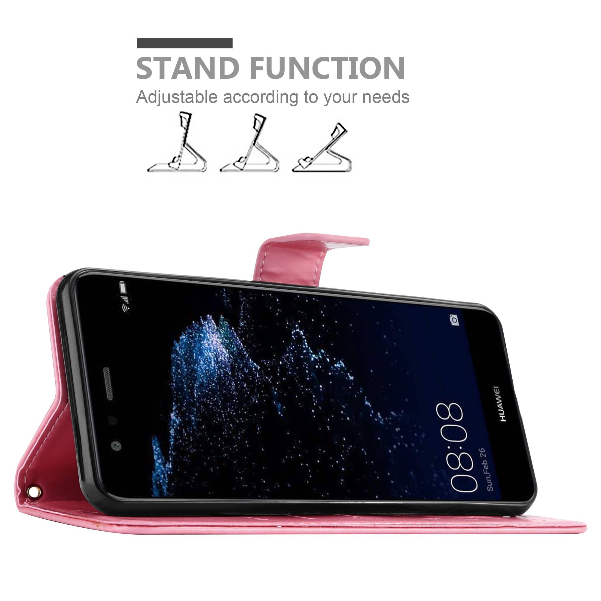 Cadorabo Hülle für Huawei P10 LITE Schutz Hülle in Rosa Schutzhülle Handy Hülle Etui Case Blumen Flower