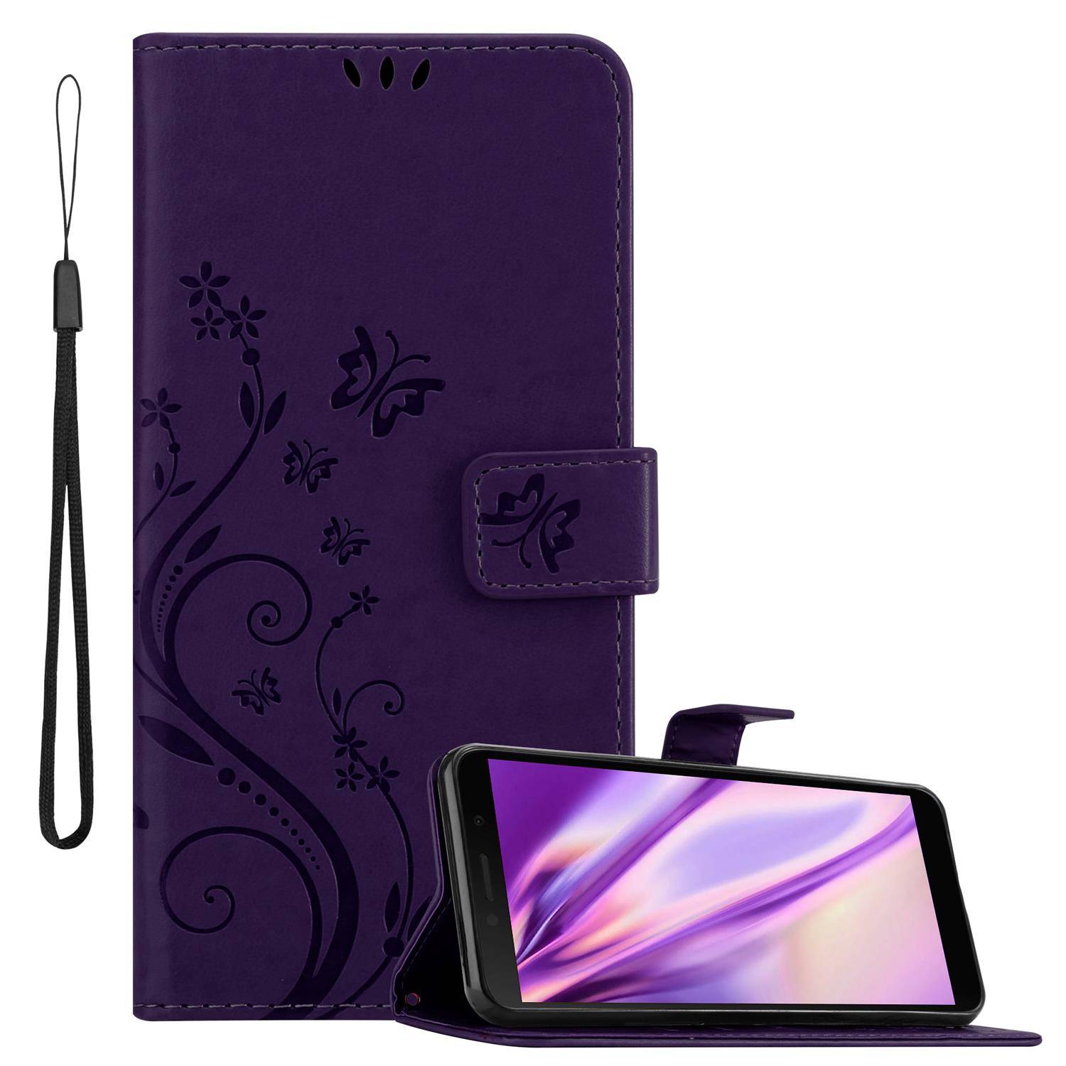 Cadorabo Hülle für Honor 9S / Huawei Y5P Schutz Hülle in Lila Schutzhülle Handy Hülle Etui Case Blumen Flower