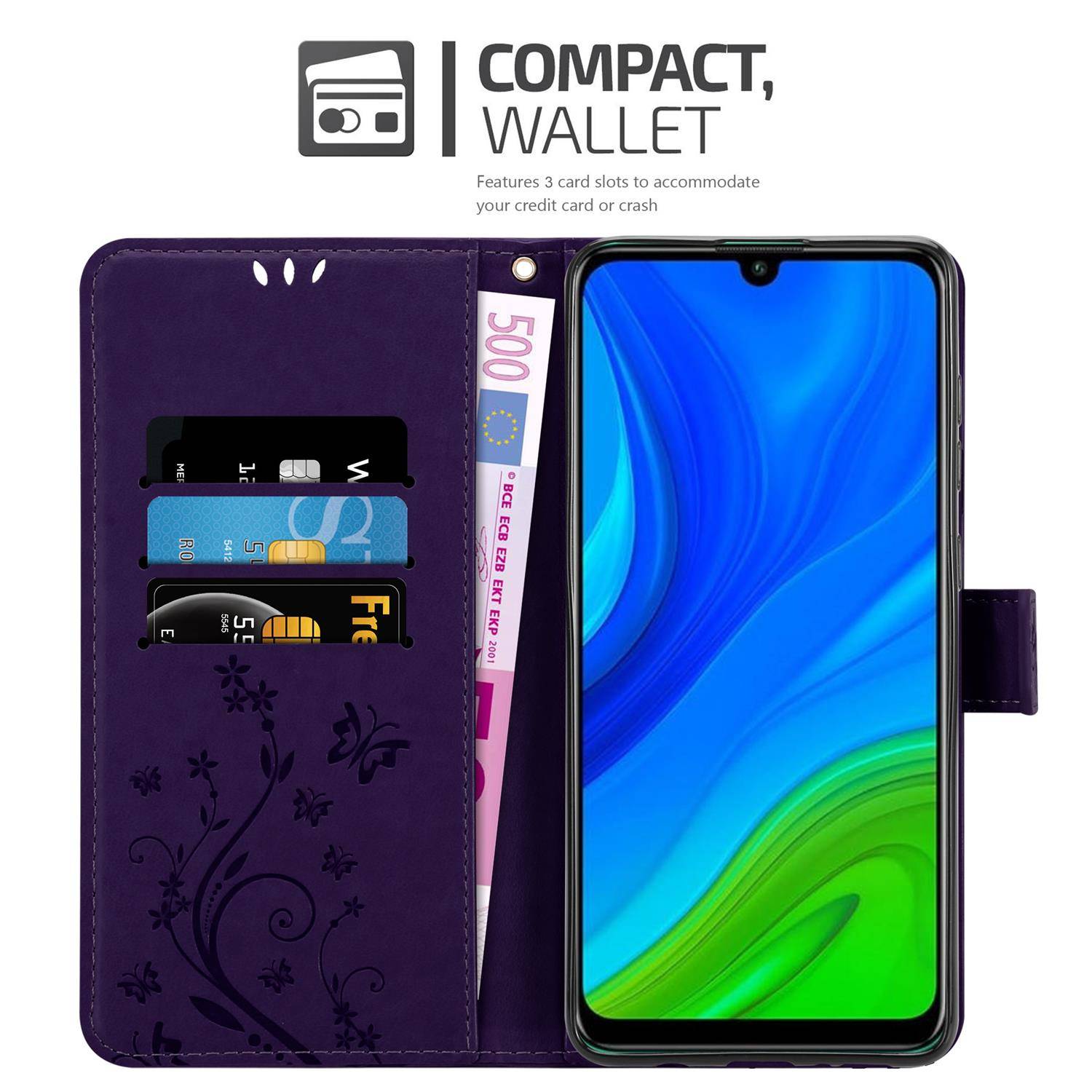 Cadorabo Hülle für Huawei P SMART 2020 Schutz Hülle in Lila Schutzhülle Handy Hülle Etui Case Blumen Flower