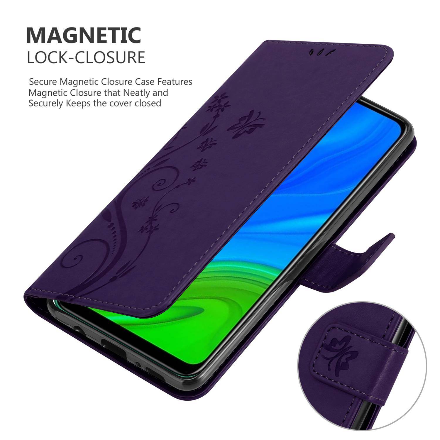 Cadorabo Hülle für Huawei P SMART 2020 Schutz Hülle in Lila Schutzhülle Handy Hülle Etui Case Blumen Flower