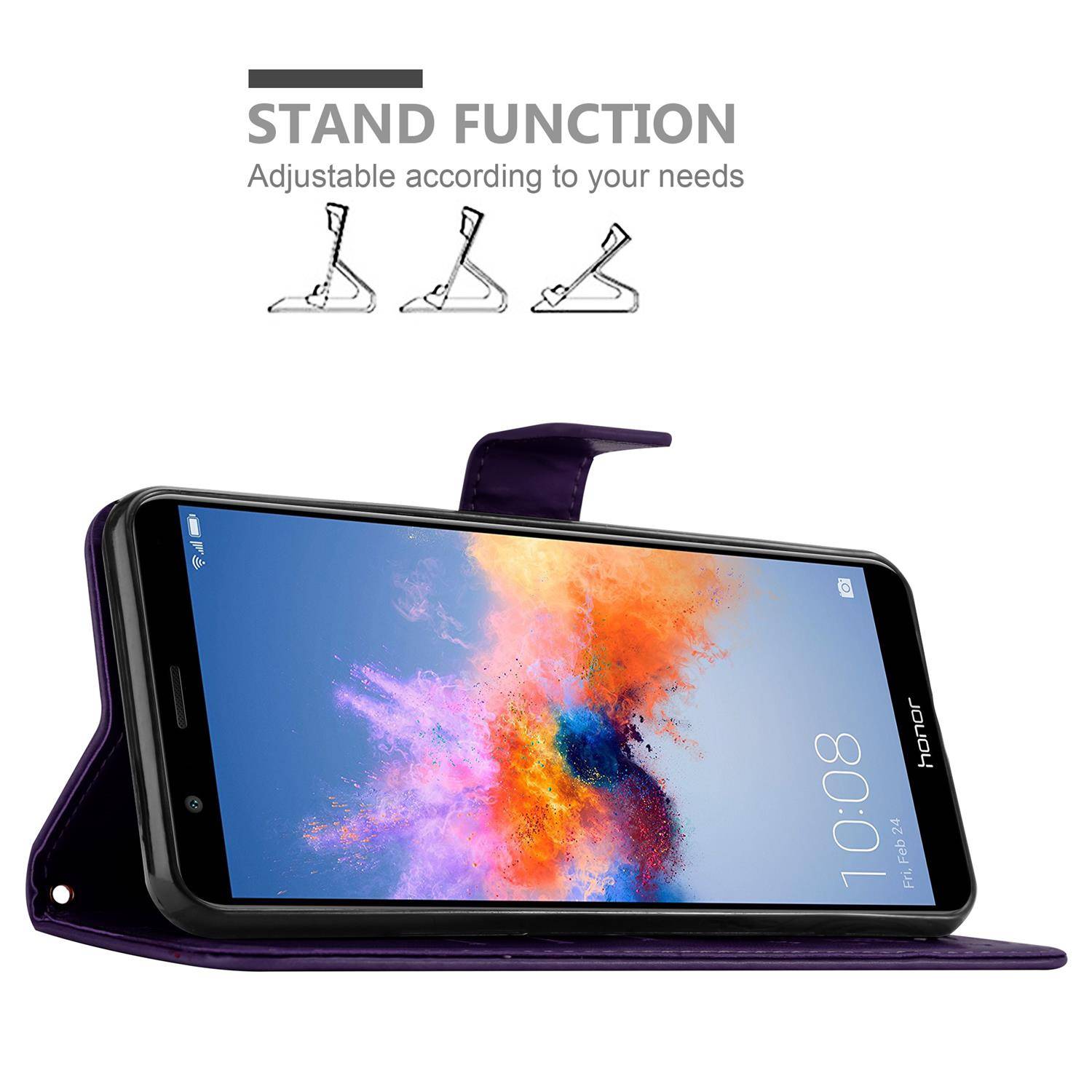 Cadorabo Hülle für Honor 7X Schutz Hülle in Lila Schutzhülle Handy Hülle Etui Case Blumen Flower