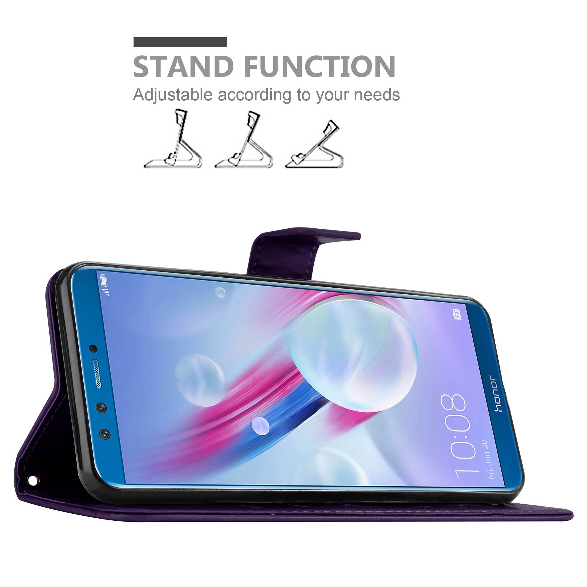 Cadorabo Hülle für Honor 9 LITE Schutz Hülle in Lila Schutzhülle Handy Hülle Etui Case Blumen Flower