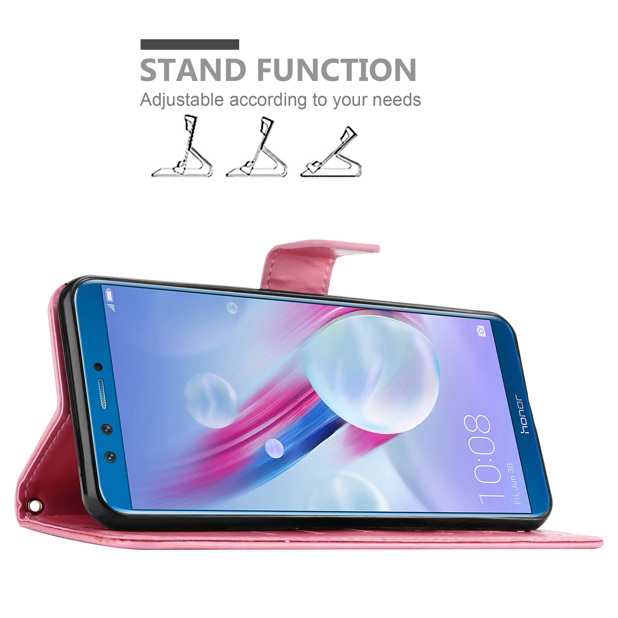 Cadorabo Hülle für Honor 9 LITE Schutz Hülle in Rosa Schutzhülle Handy Hülle Etui Case Blumen Flower