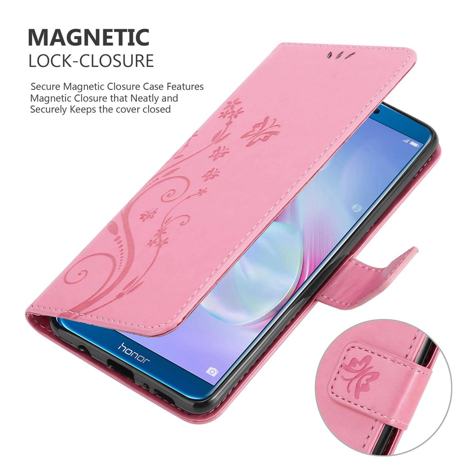 Cadorabo Hülle für Honor 9 LITE Schutz Hülle in Rosa Schutzhülle Handy Hülle Etui Case Blumen Flower