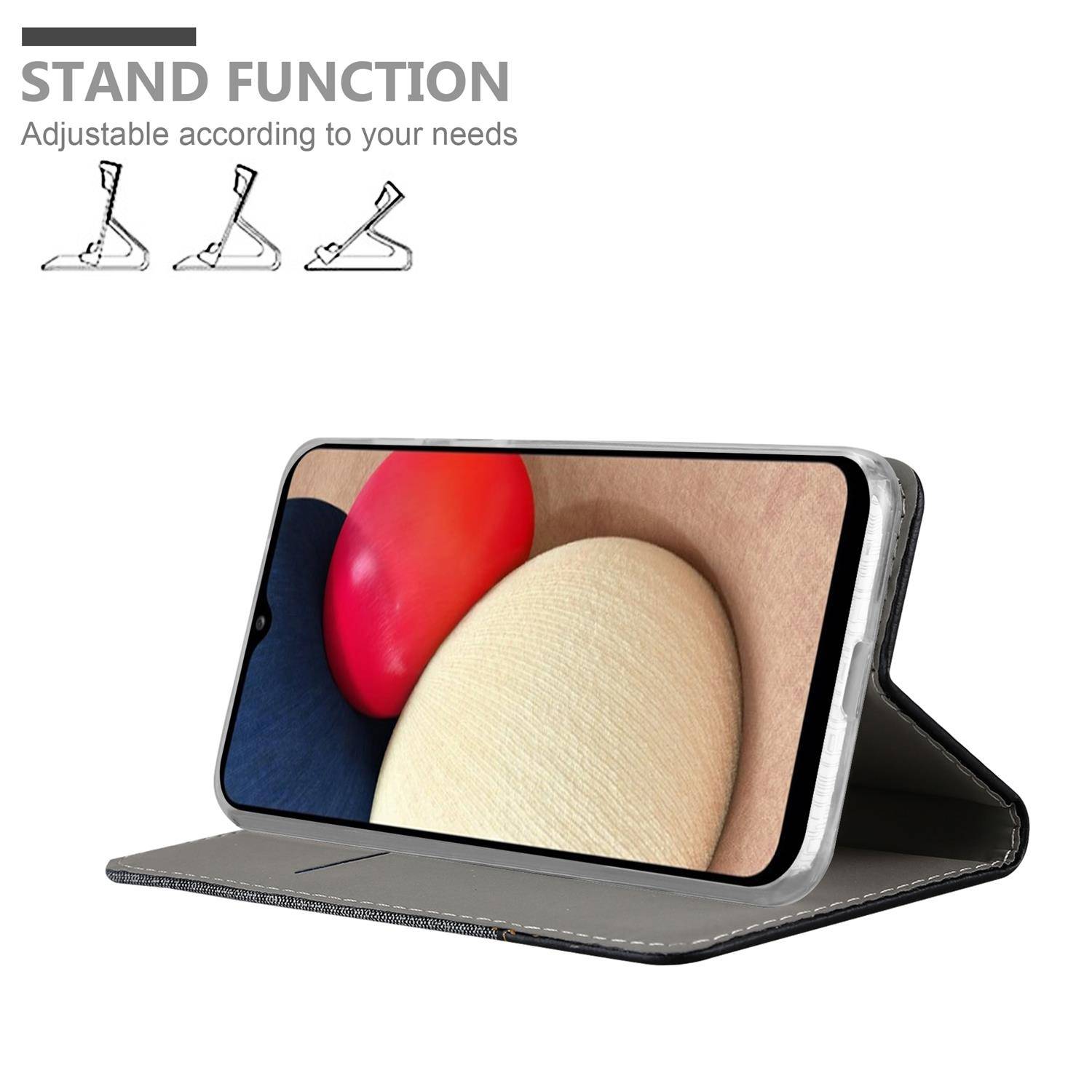 Cadorabo Hülle für Samsung Galaxy A02s Schutzhülle in Grau Handy Hülle Etui Book Case Cover