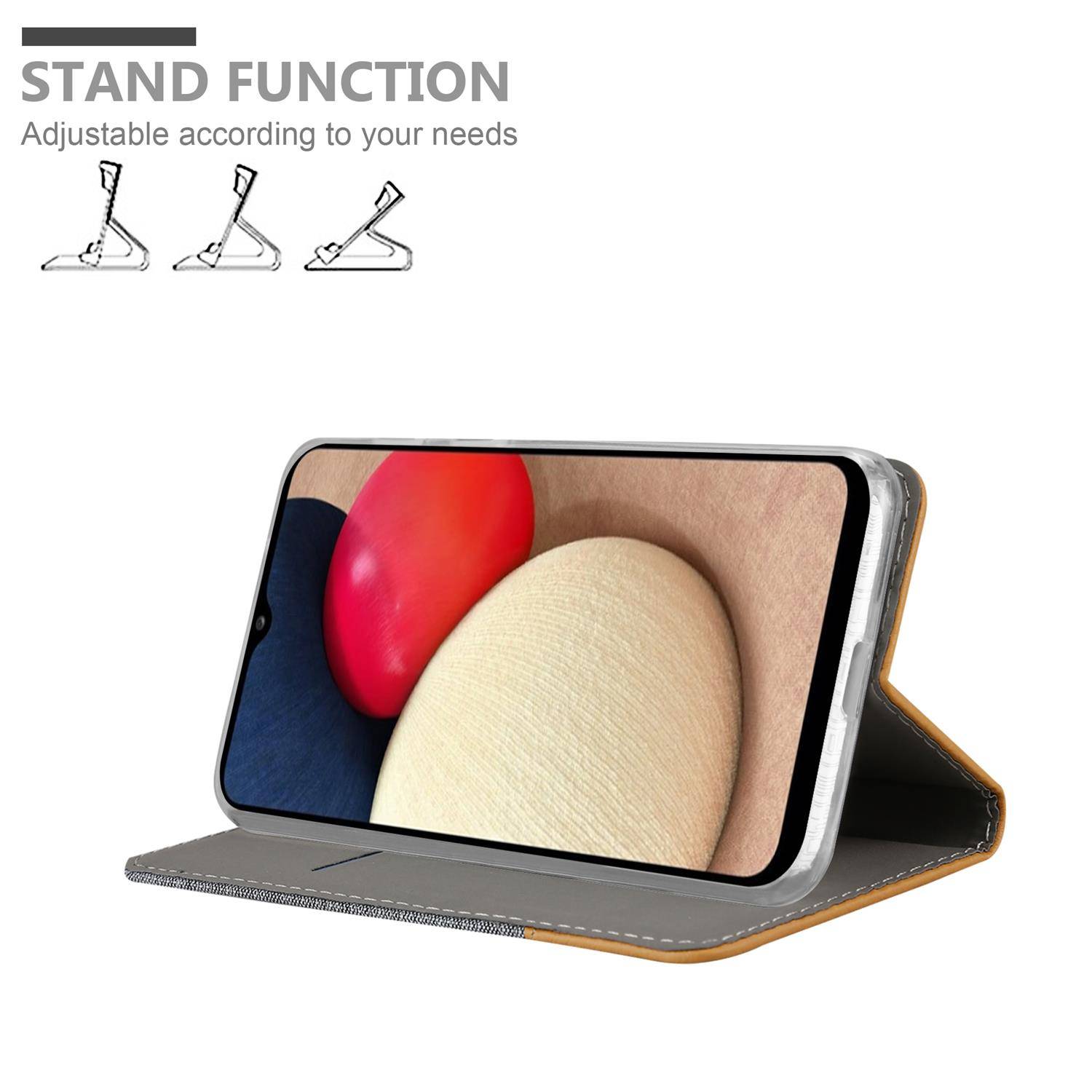 Cadorabo Hülle für Samsung Galaxy A02s Schutzhülle in Grau Handy Hülle Etui Book Case Cover