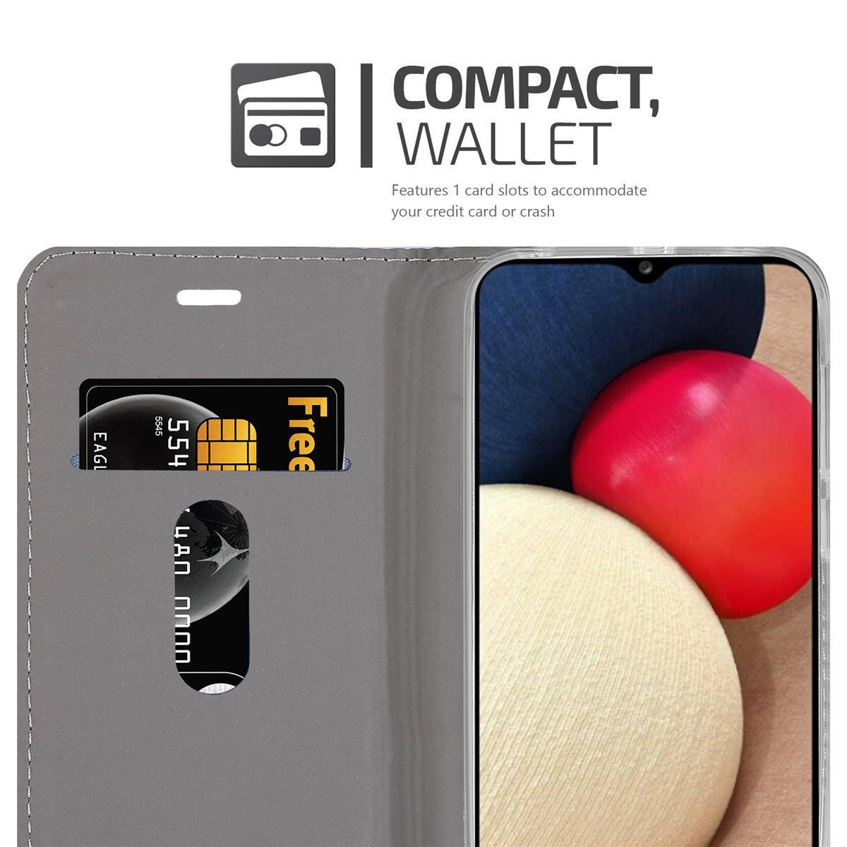 Cadorabo Hülle für Samsung Galaxy A02s Schutzhülle in Grau Handy Hülle Etui Book Case Cover