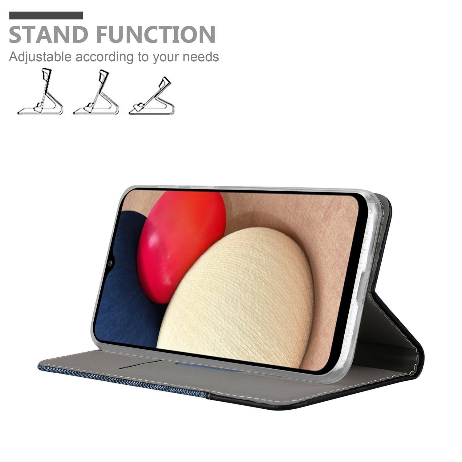 Cadorabo Hülle für Samsung Galaxy A02s Schutzhülle in Blau Handy Hülle Etui Book Case Cover