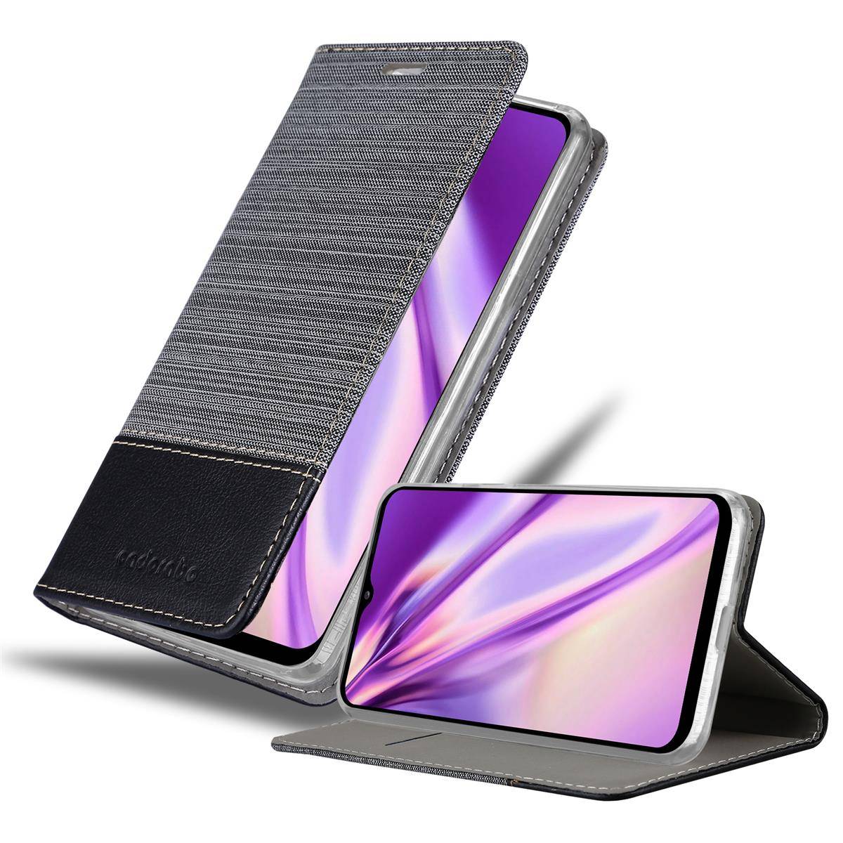 Cadorabo Hülle für Samsung Galaxy A12 / M12 Schutzhülle in Grau Handy Hülle Etui Book Case Cover