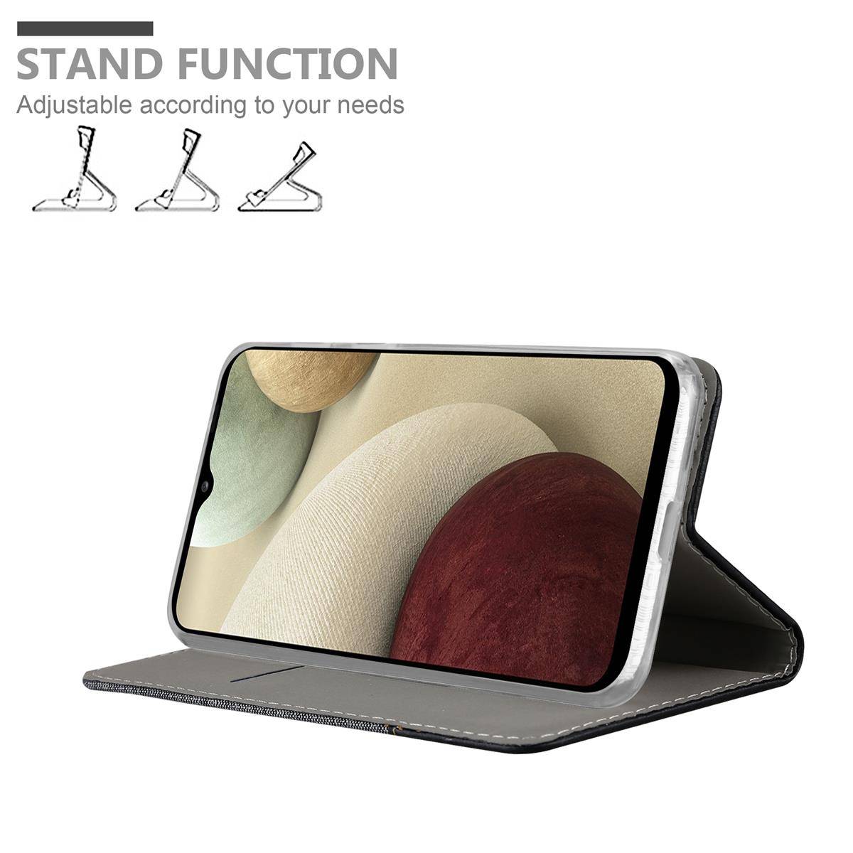 Cadorabo Hülle für Samsung Galaxy A12 / M12 Schutzhülle in Grau Handy Hülle Etui Book Case Cover