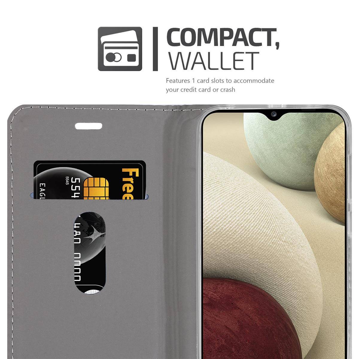 Cadorabo Hülle für Samsung Galaxy A12 / M12 Schutzhülle in Grau Handy Hülle Etui Book Case Cover