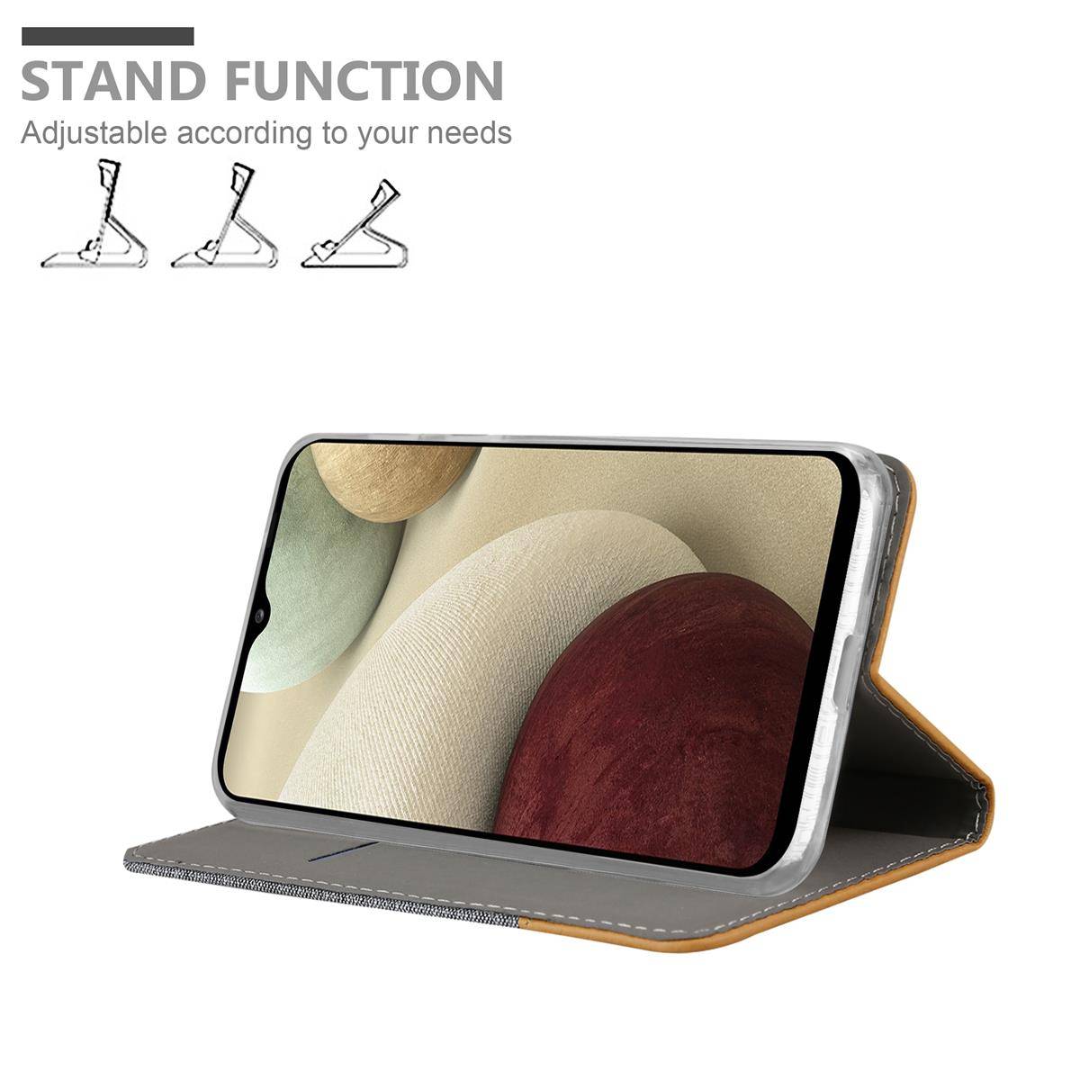 Cadorabo Hülle für Samsung Galaxy A12 / M12 Schutzhülle in Grau Handy Hülle Etui Book Case Cover