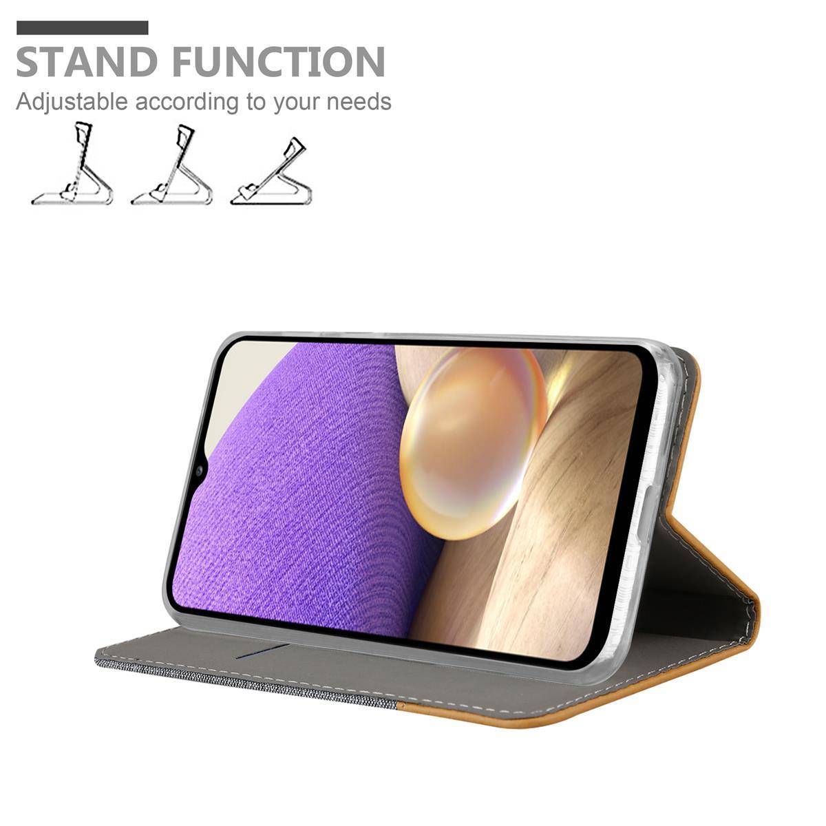 Cadorabo Hülle für Samsung Galaxy A32 4G Schutzhülle in Grau Handy Hülle Etui Book Case Cover