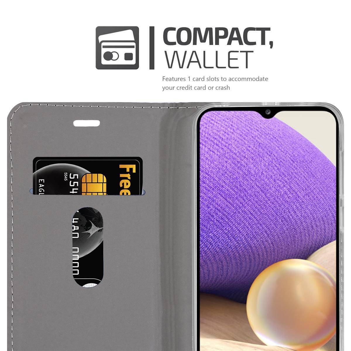 Cadorabo Hülle für Samsung Galaxy A32 4G Schutzhülle in Grau Handy Hülle Etui Book Case Cover