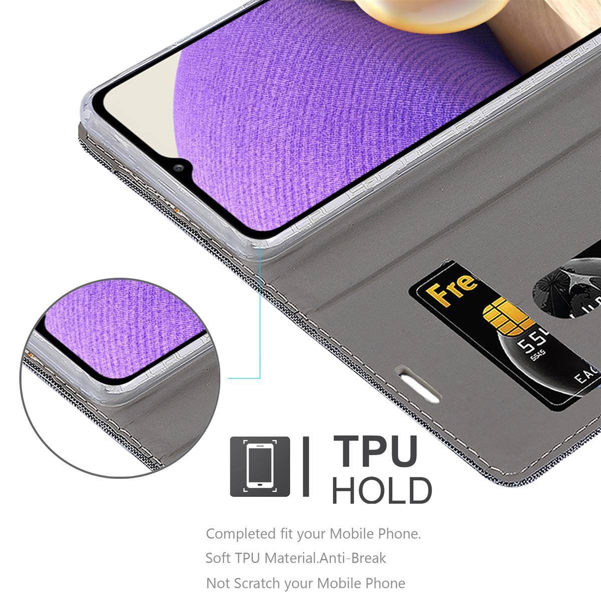 Cadorabo Hülle für Samsung Galaxy A32 5G Schutzhülle in Grau Handy Hülle Etui Book Case Cover