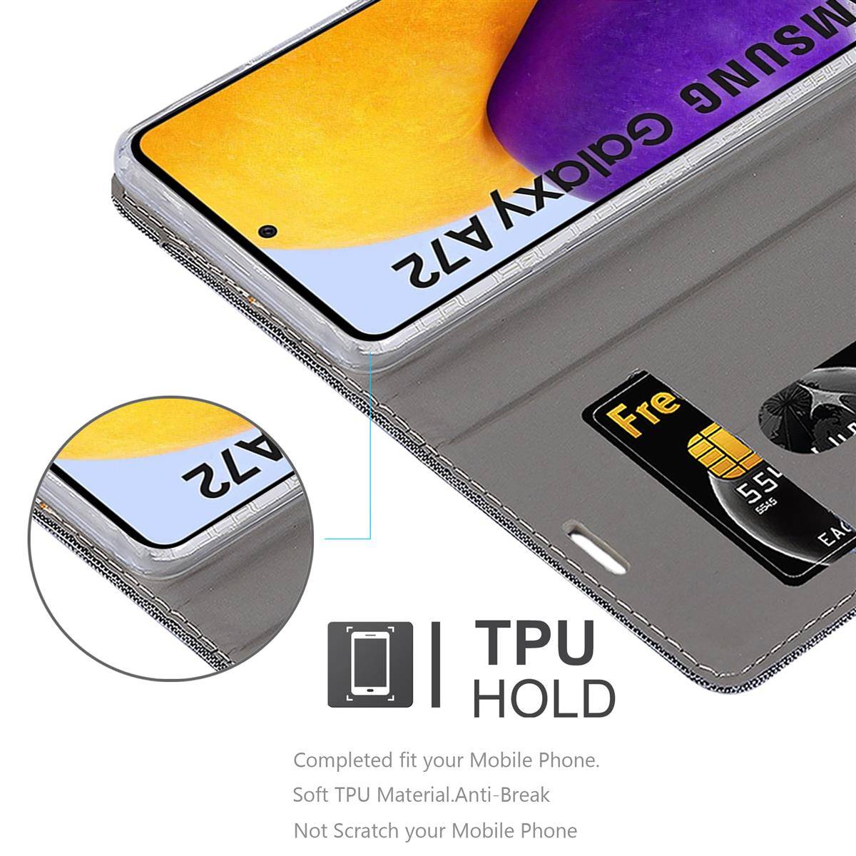 Cadorabo Hülle für Samsung Galaxy A72 4G / 5G Schutzhülle in Grau Handy Hülle Etui Book Case Cover