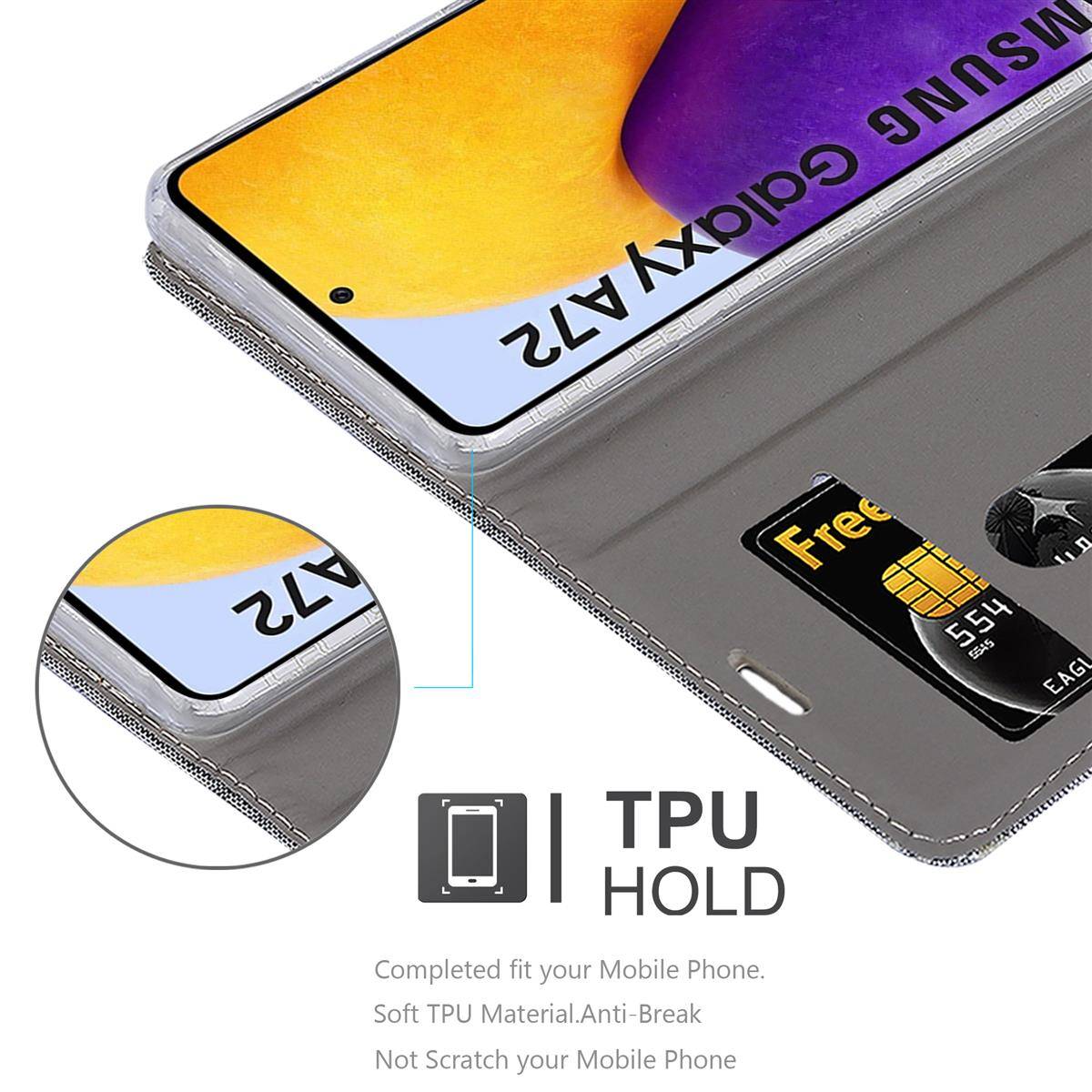 Cadorabo Hülle für Samsung Galaxy A72 4G / 5G Schutzhülle in Grau Handy Hülle Etui Book Case Cover