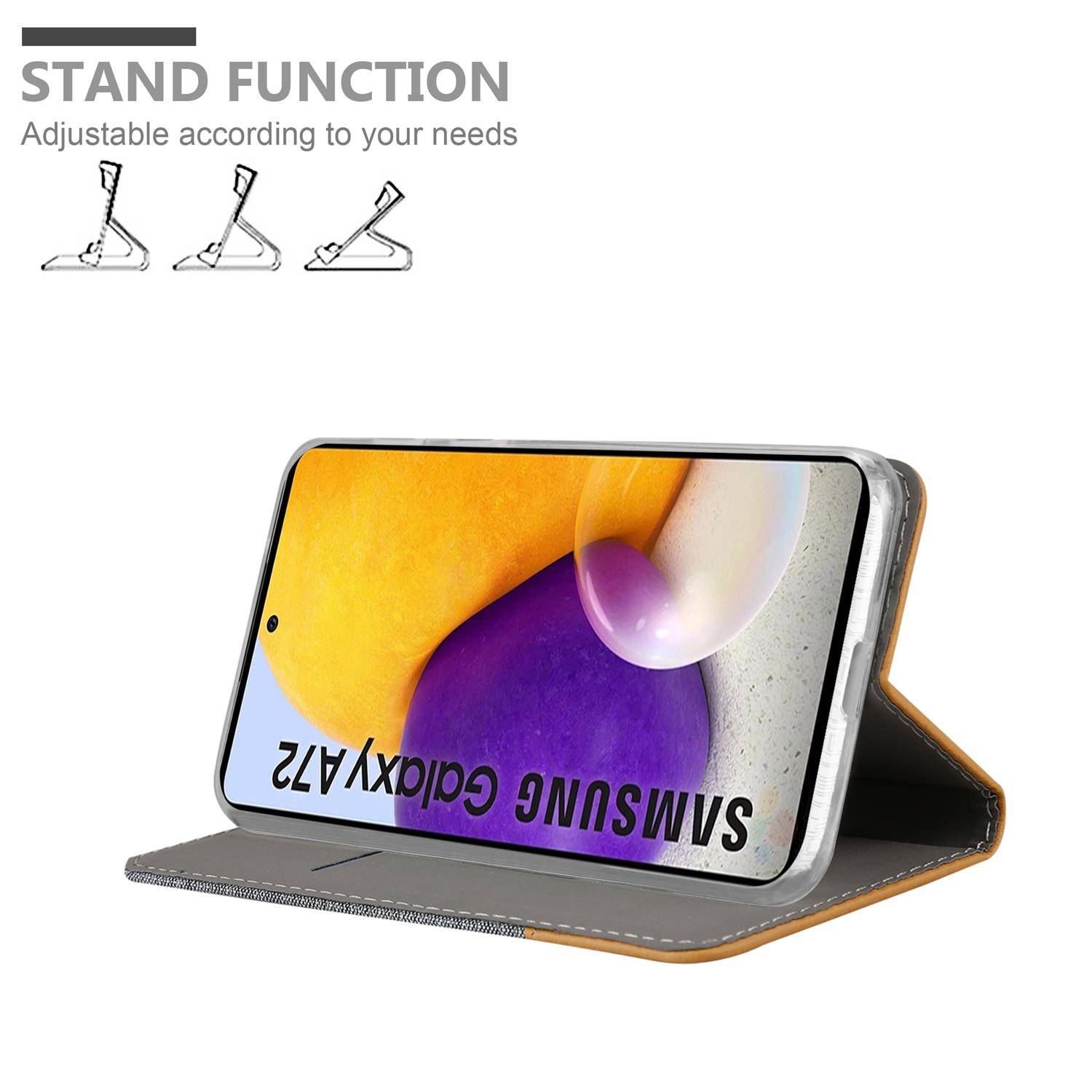 Cadorabo Hülle für Samsung Galaxy A72 4G / 5G Schutzhülle in Grau Handy Hülle Etui Book Case Cover