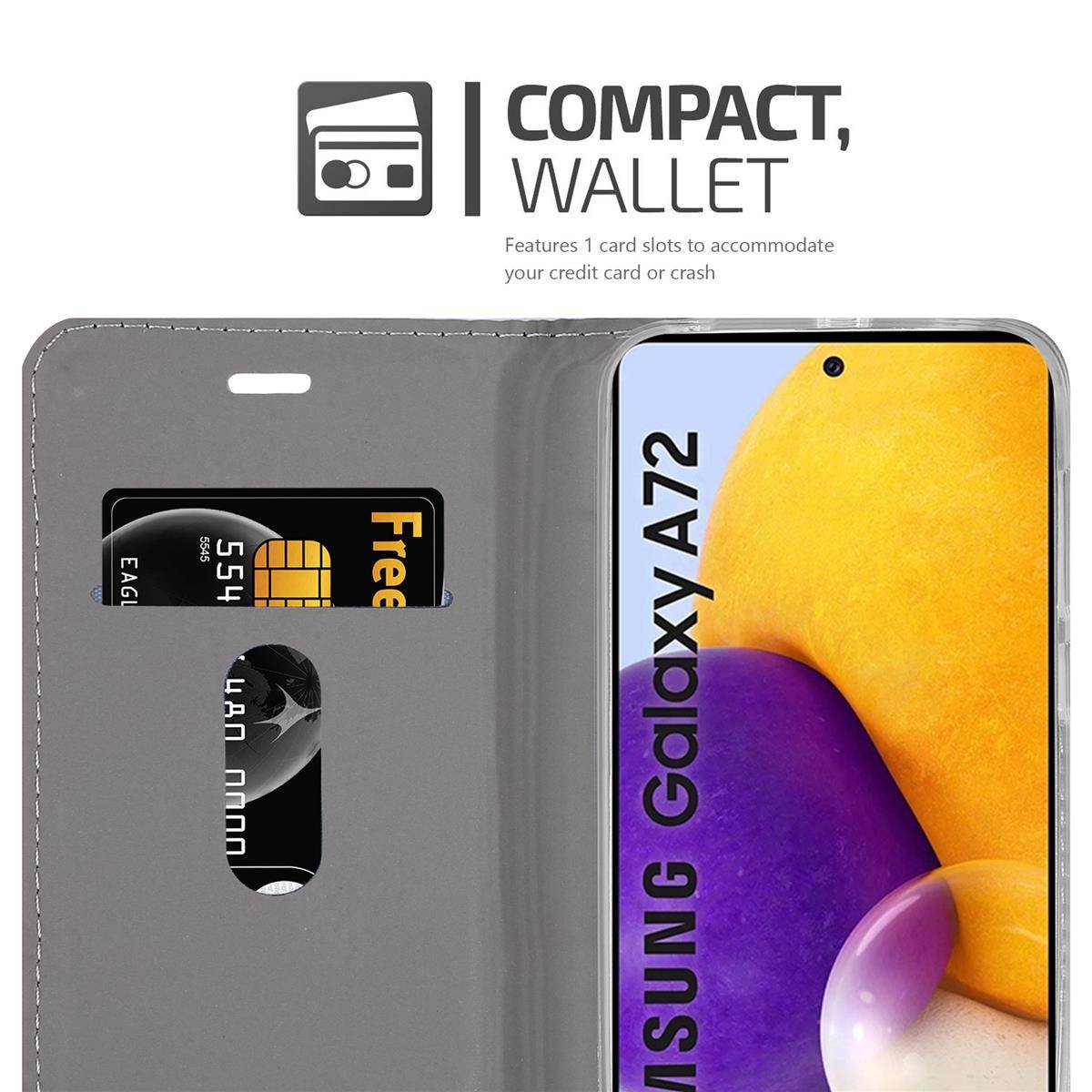 Cadorabo Hülle für Samsung Galaxy A72 4G / 5G Schutzhülle in Grau Handy Hülle Etui Book Case Cover