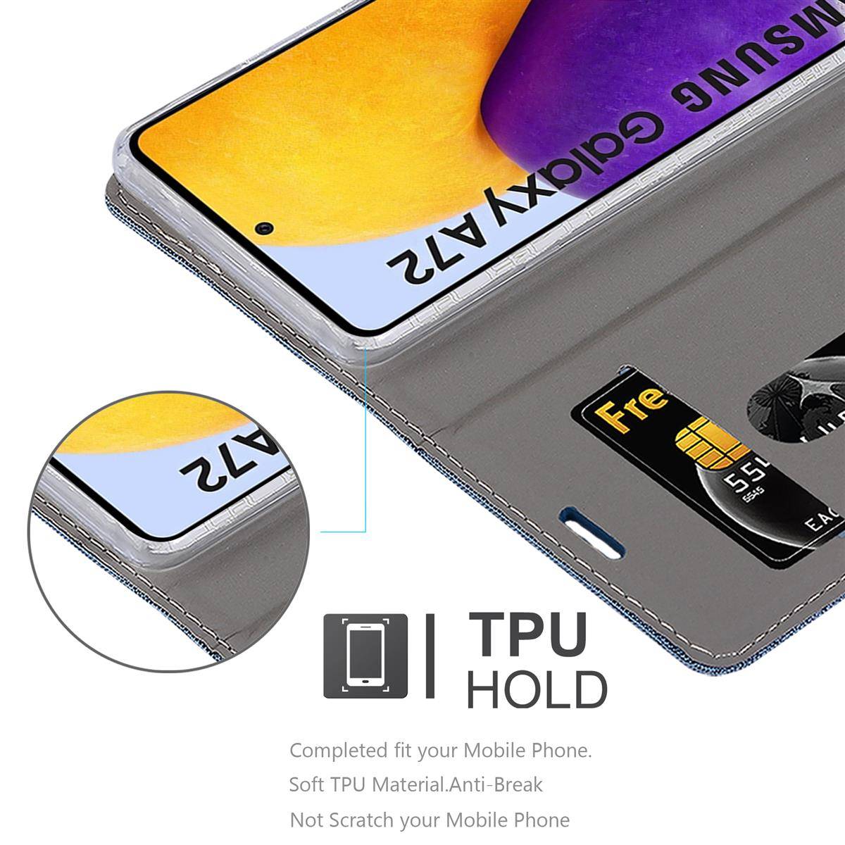 Cadorabo Hülle für Samsung Galaxy A72 4G / 5G Schutzhülle in Blau Handy Hülle Etui Book Case Cover