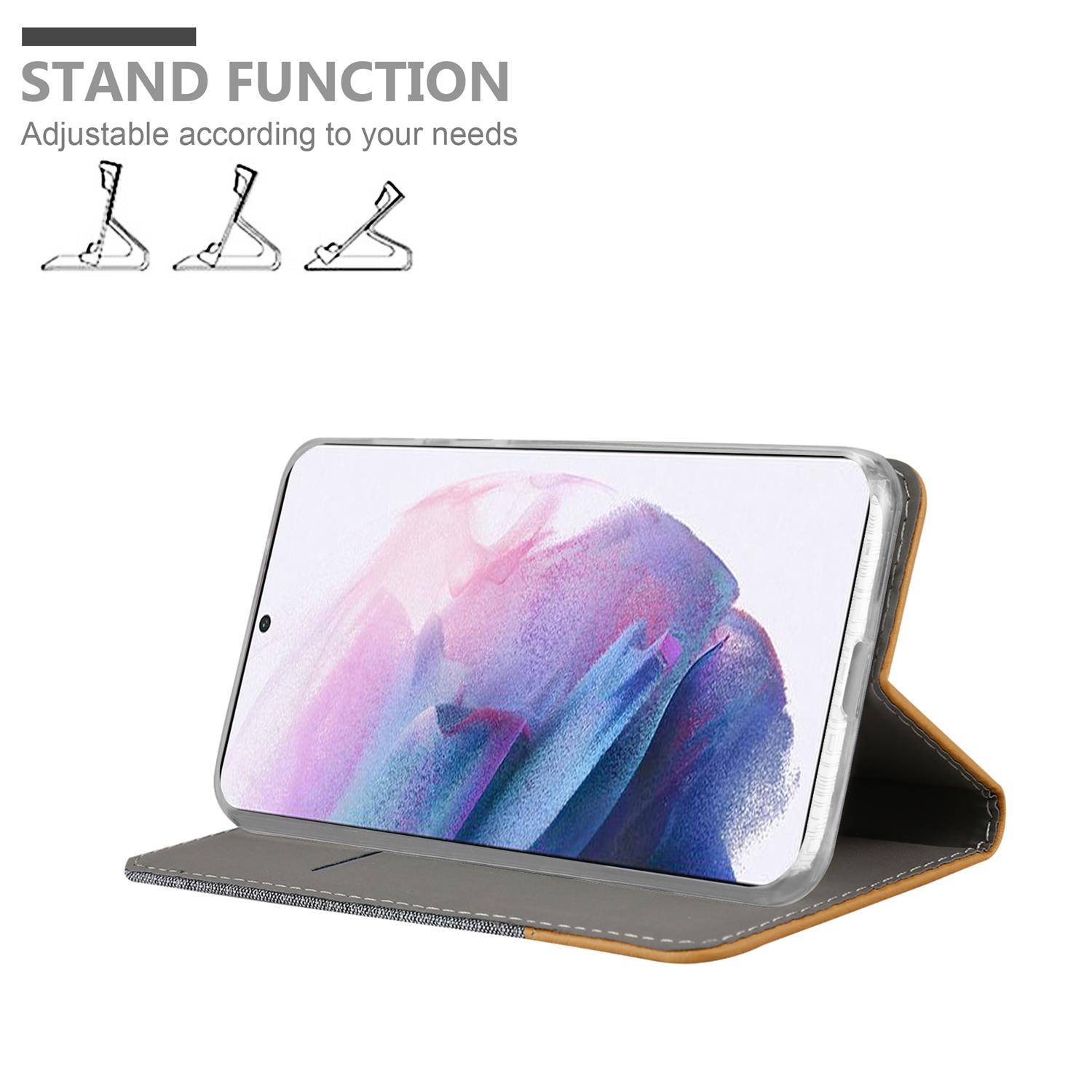 Cadorabo Hülle für Samsung Galaxy S21 PLUS Schutzhülle in Grau Handy Hülle Etui Book Case Cover