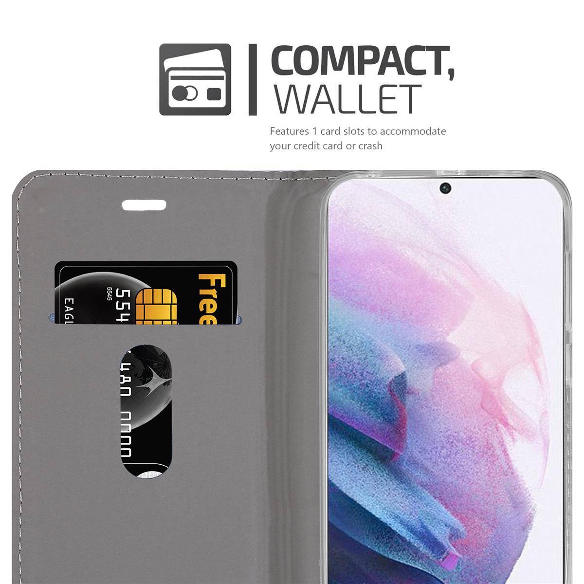 Cadorabo Hülle für Samsung Galaxy S21 PLUS Schutzhülle in Grau Handy Hülle Etui Book Case Cover