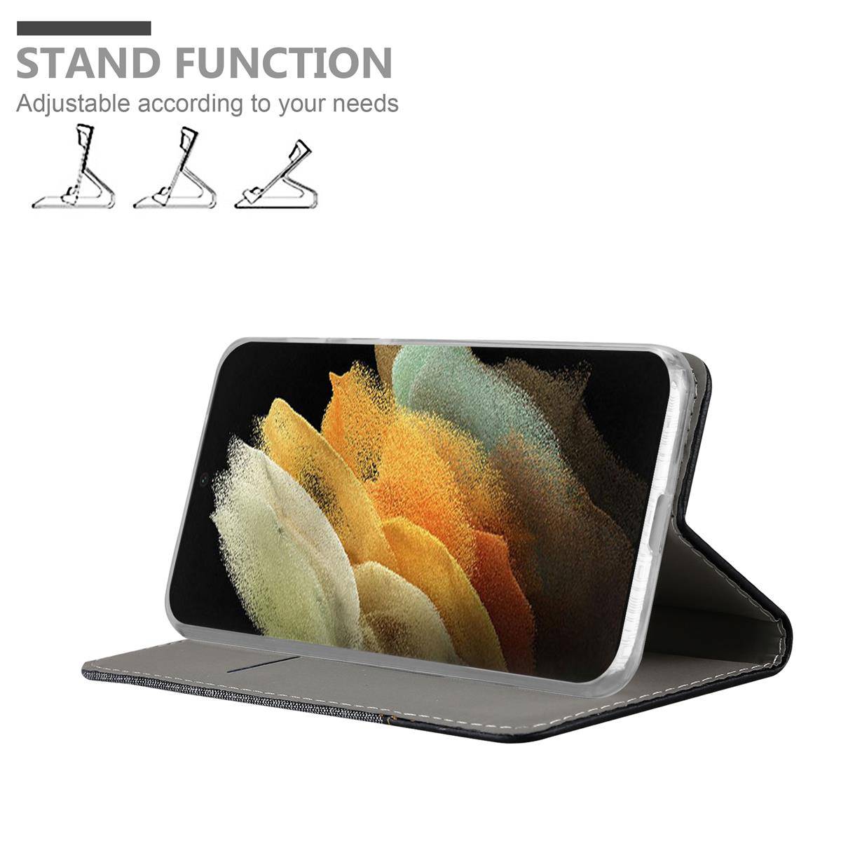 Cadorabo Hülle für Samsung Galaxy S21 ULTRA Schutzhülle in Grau Handy Hülle Etui Book Case Cover