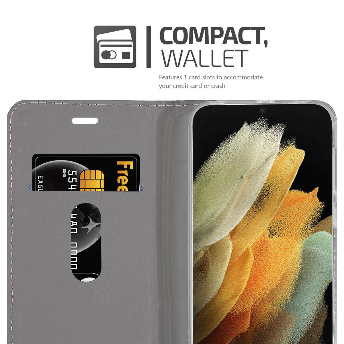 Cadorabo Hülle für Samsung Galaxy S21 ULTRA Schutzhülle in Blau Handy Hülle Etui Book Case Cover