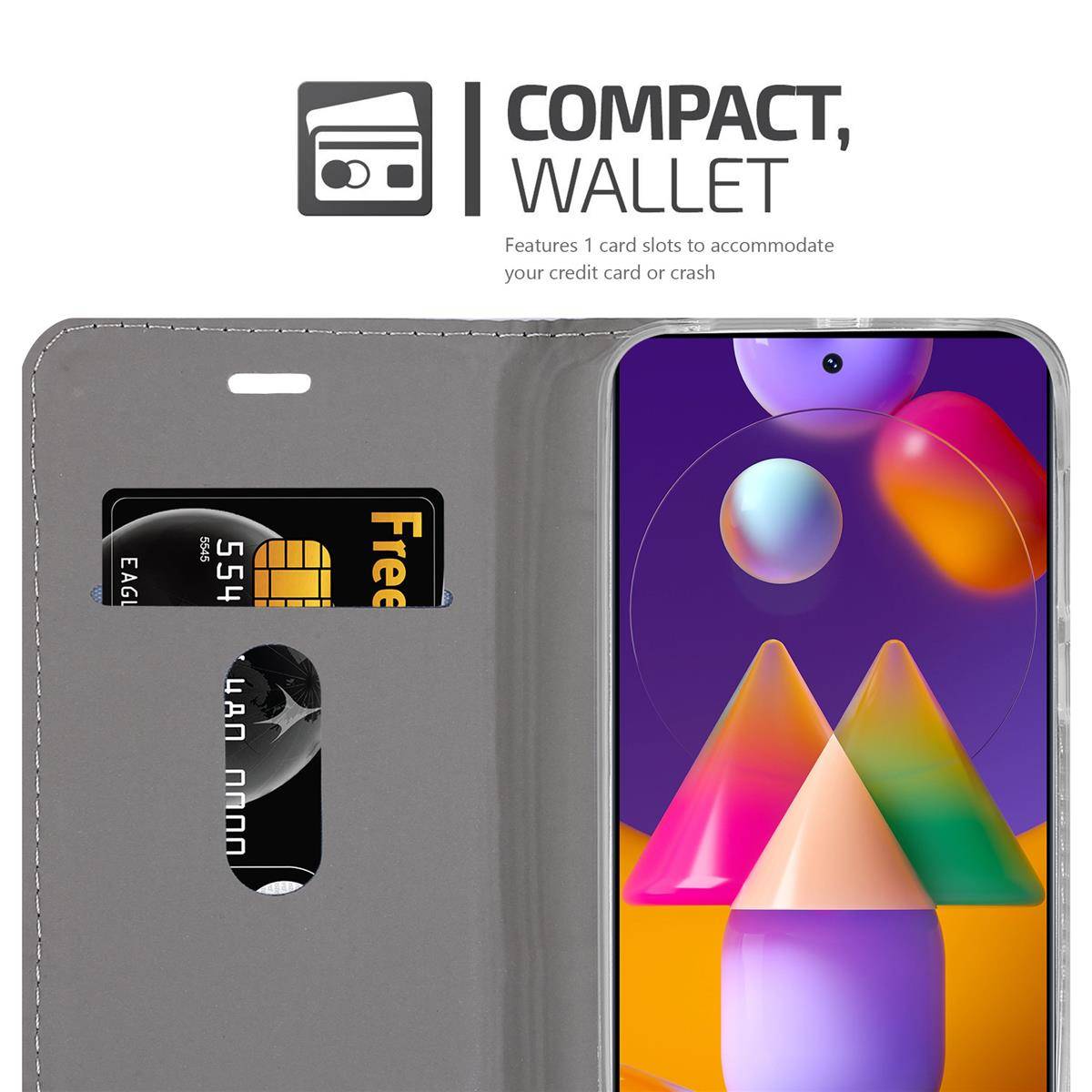 Cadorabo Hülle für Samsung Galaxy M31s Schutzhülle in Grau Handy Hülle Etui Book Case Cover