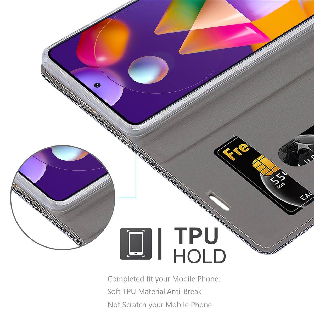 Cadorabo Hülle für Samsung Galaxy M31s Schutzhülle in Grau Handy Hülle Etui Book Case Cover