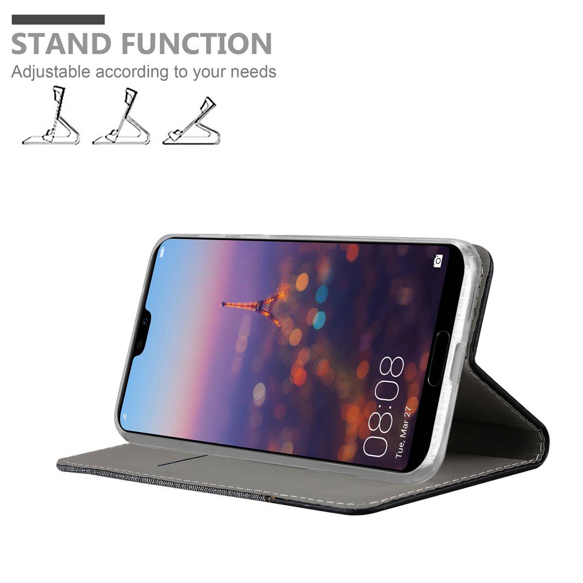 Cadorabo Hülle für Huawei P20 PRO / P20 PLUS Schutzhülle in Grau Handy Hülle Etui Book Case Cover