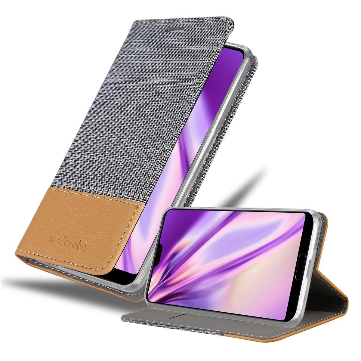 Cadorabo Hülle für Huawei P20 PRO / P20 PLUS Schutzhülle in Grau Handy Hülle Etui Book Case Cover