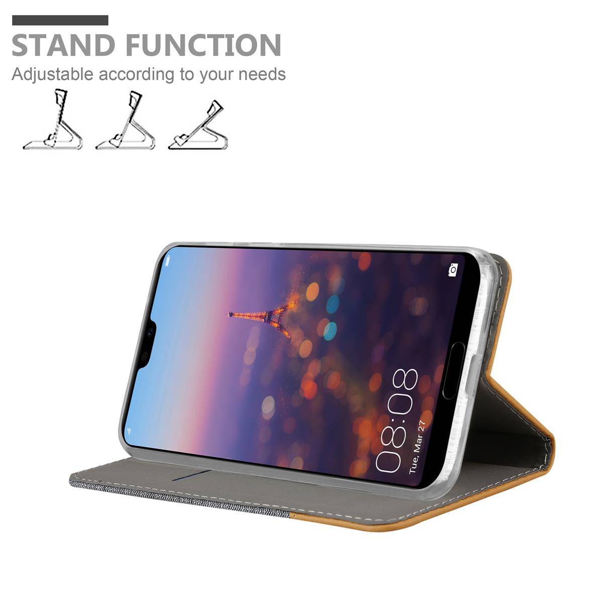 Cadorabo Hülle für Huawei P20 PRO / P20 PLUS Schutzhülle in Grau Handy Hülle Etui Book Case Cover