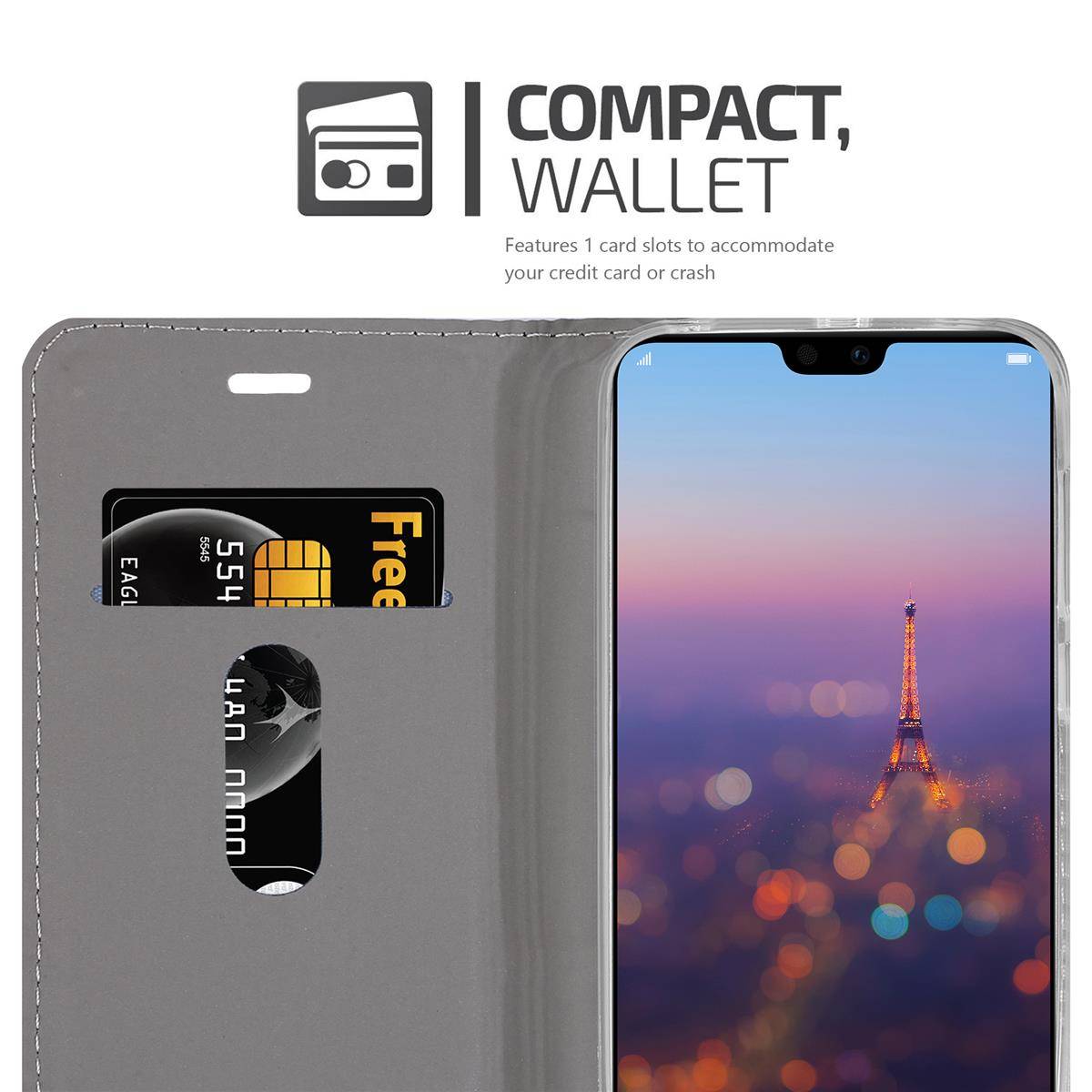 Cadorabo Hülle für Huawei P20 PRO / P20 PLUS Schutzhülle in Grau Handy Hülle Etui Book Case Cover