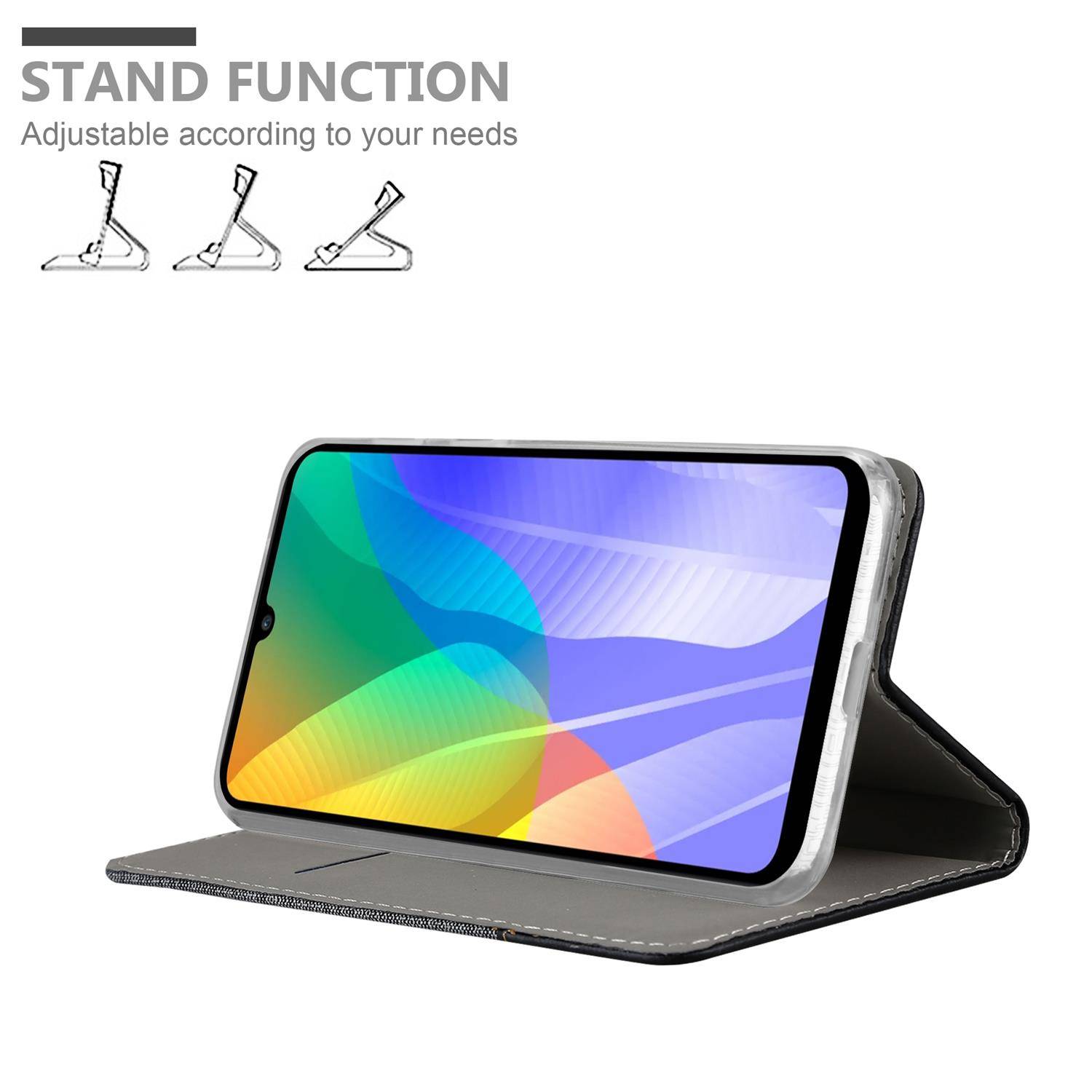 Cadorabo Hülle für Huawei Y6P Schutzhülle in Grau Handy Hülle Etui Book Case Cover