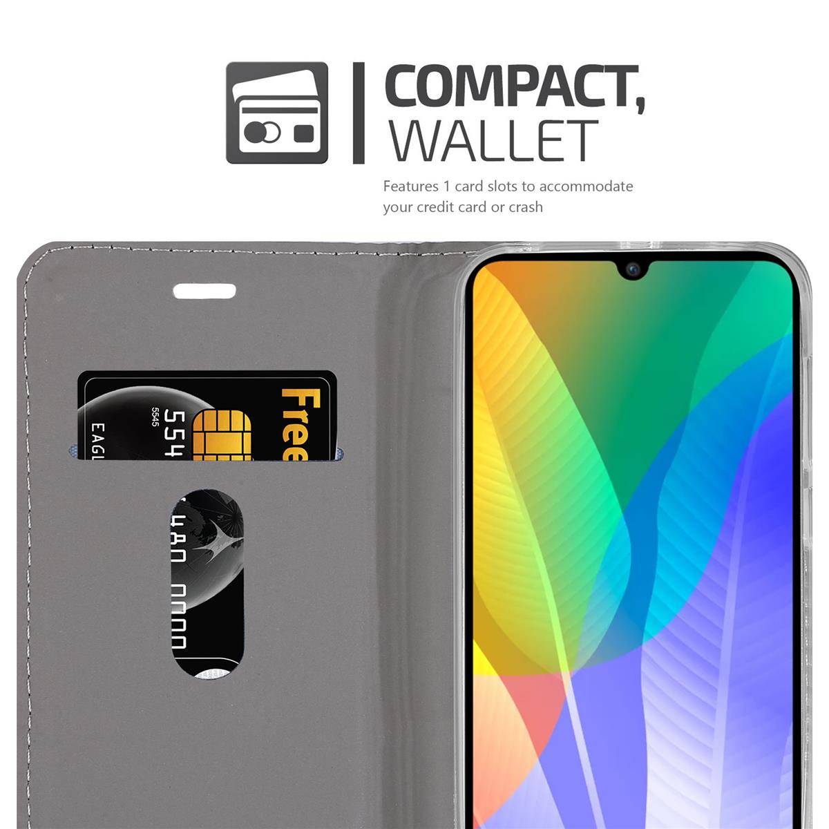 Cadorabo Hülle für Huawei Y6P Schutzhülle in Grau Handy Hülle Etui Book Case Cover