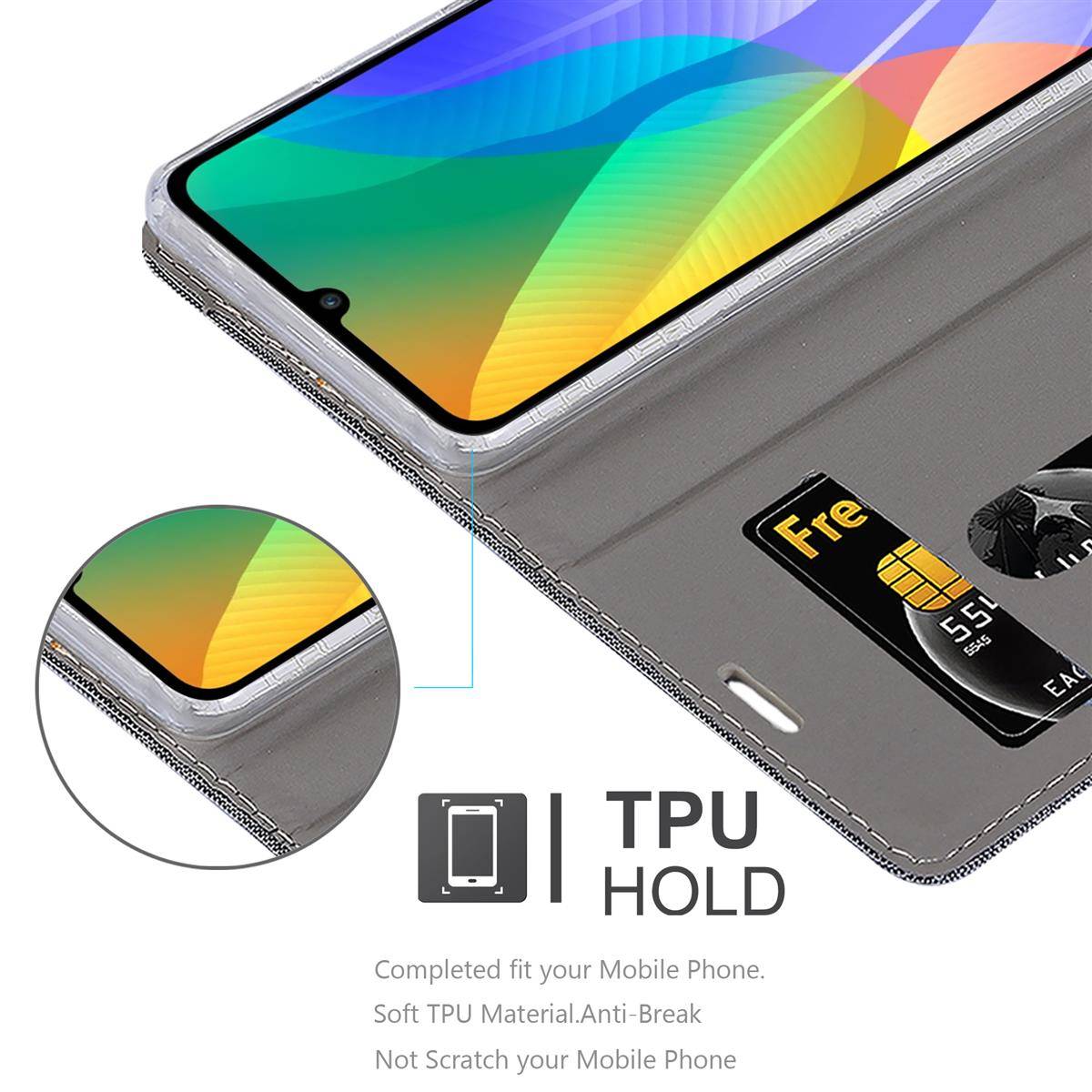 Cadorabo Hülle für Huawei Y6P Schutzhülle in Grau Handy Hülle Etui Book Case Cover