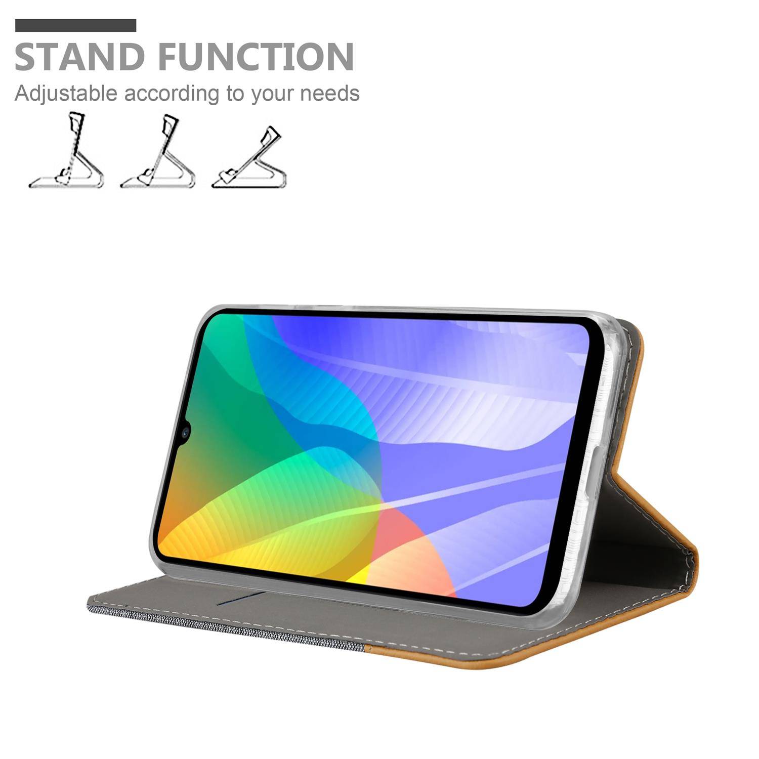 Cadorabo Hülle für Huawei Y6P Schutzhülle in Grau Handy Hülle Etui Book Case Cover