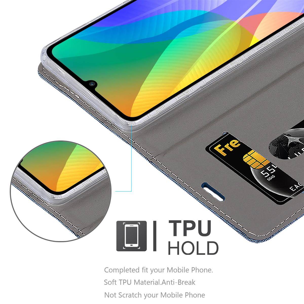 Cadorabo Hülle für Huawei Y6P Schutzhülle in Blau Handy Hülle Etui Book Case Cover