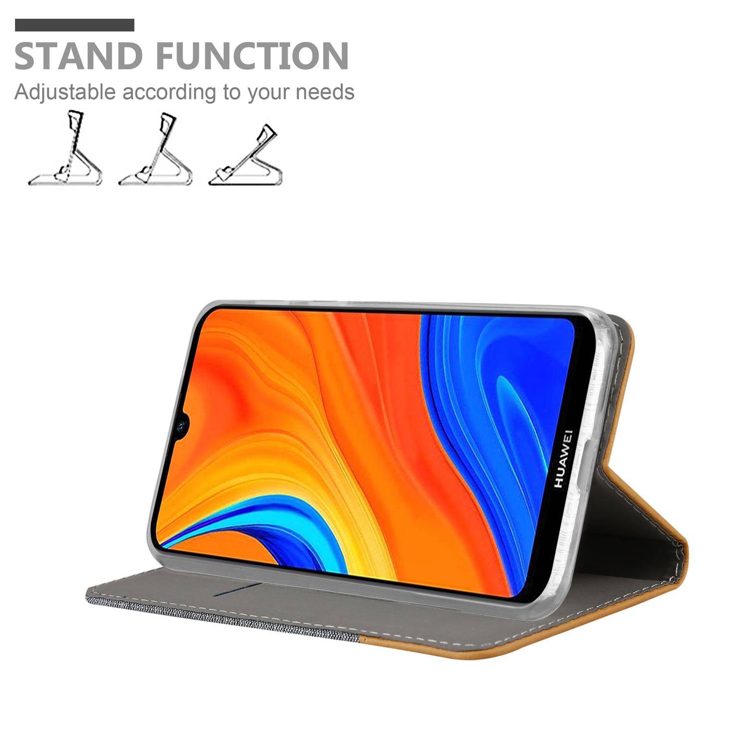 Cadorabo Hülle für Huawei Y6S Schutzhülle in Grau Handy Hülle Etui Book Case Cover