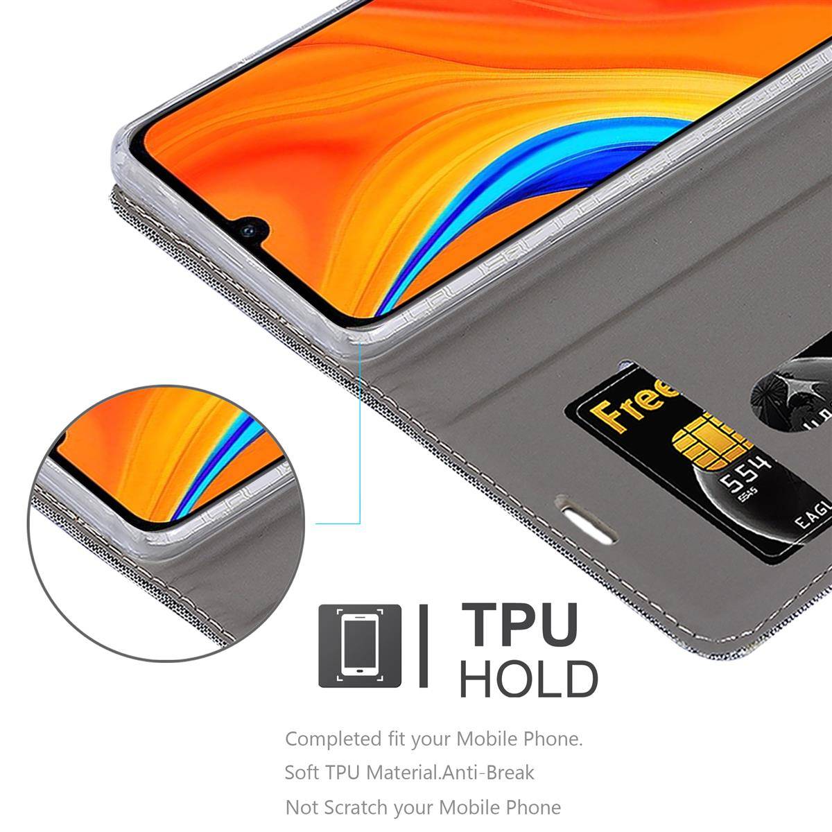 Cadorabo Hülle für Huawei Y6S Schutzhülle in Grau Handy Hülle Etui Book Case Cover
