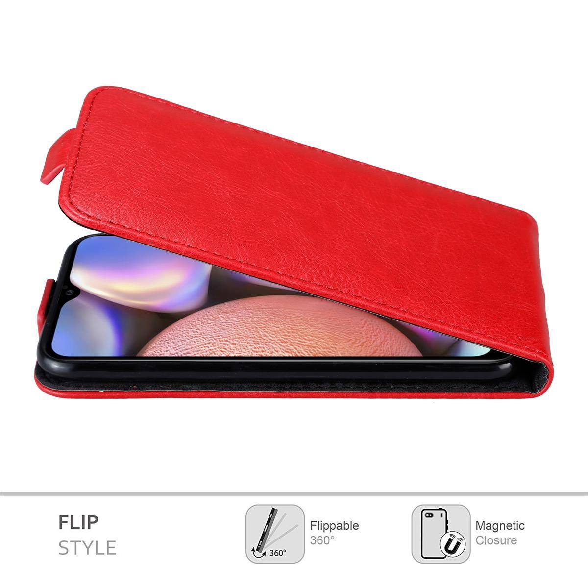 Cadorabo Hülle für Samsung Galaxy A10s / M01s Schutz Hülle in Rot Flip Etui Handyhülle Case Cover