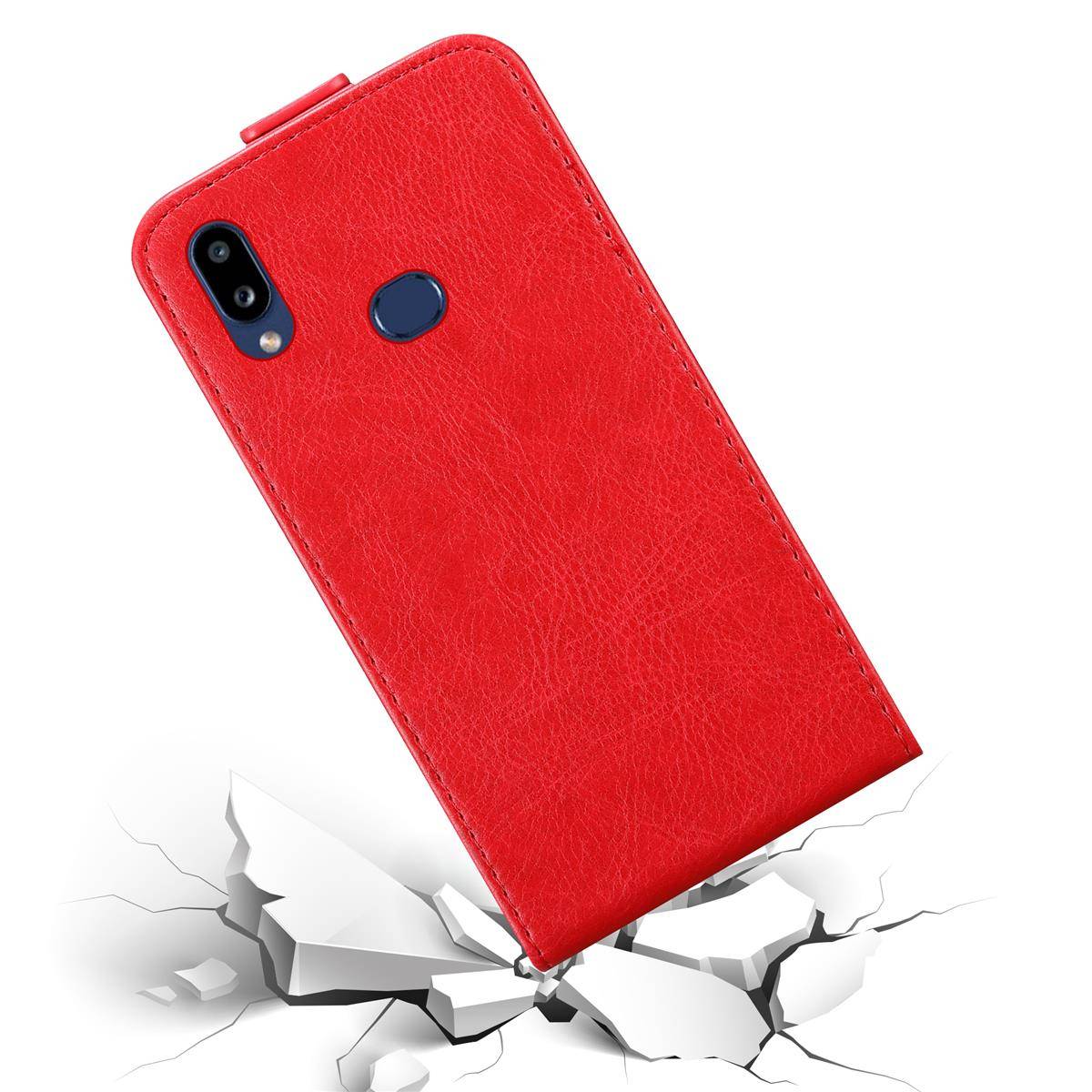 Cadorabo Hülle für Samsung Galaxy A10s / M01s Schutz Hülle in Rot Flip Etui Handyhülle Case Cover