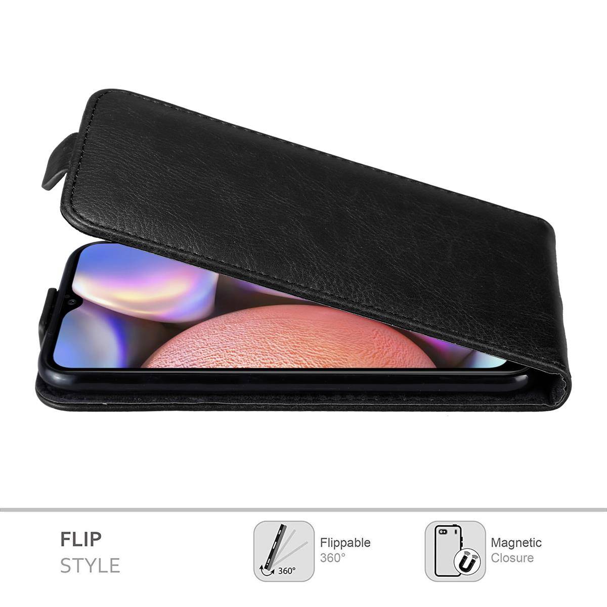 Cadorabo Hülle für Samsung Galaxy A10s / M01s Schutz Hülle in Schwarz Flip Etui Handyhülle Case Cover